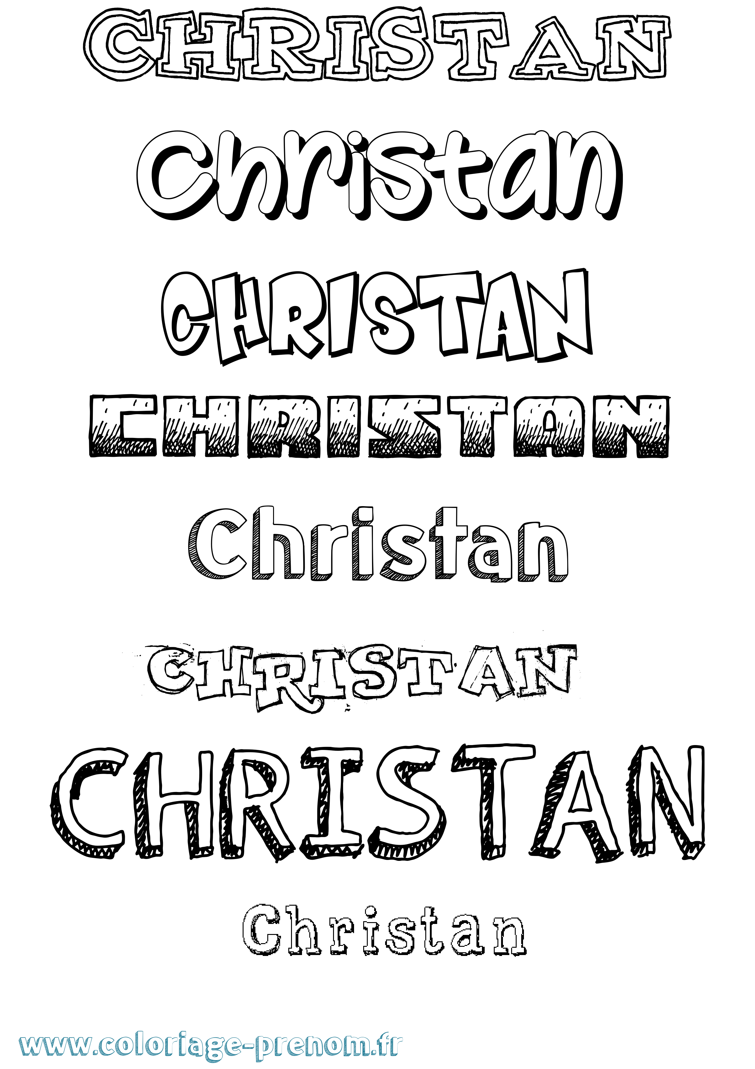 Coloriage Christan Dessiné Coloriage prénom Christan Dessiné