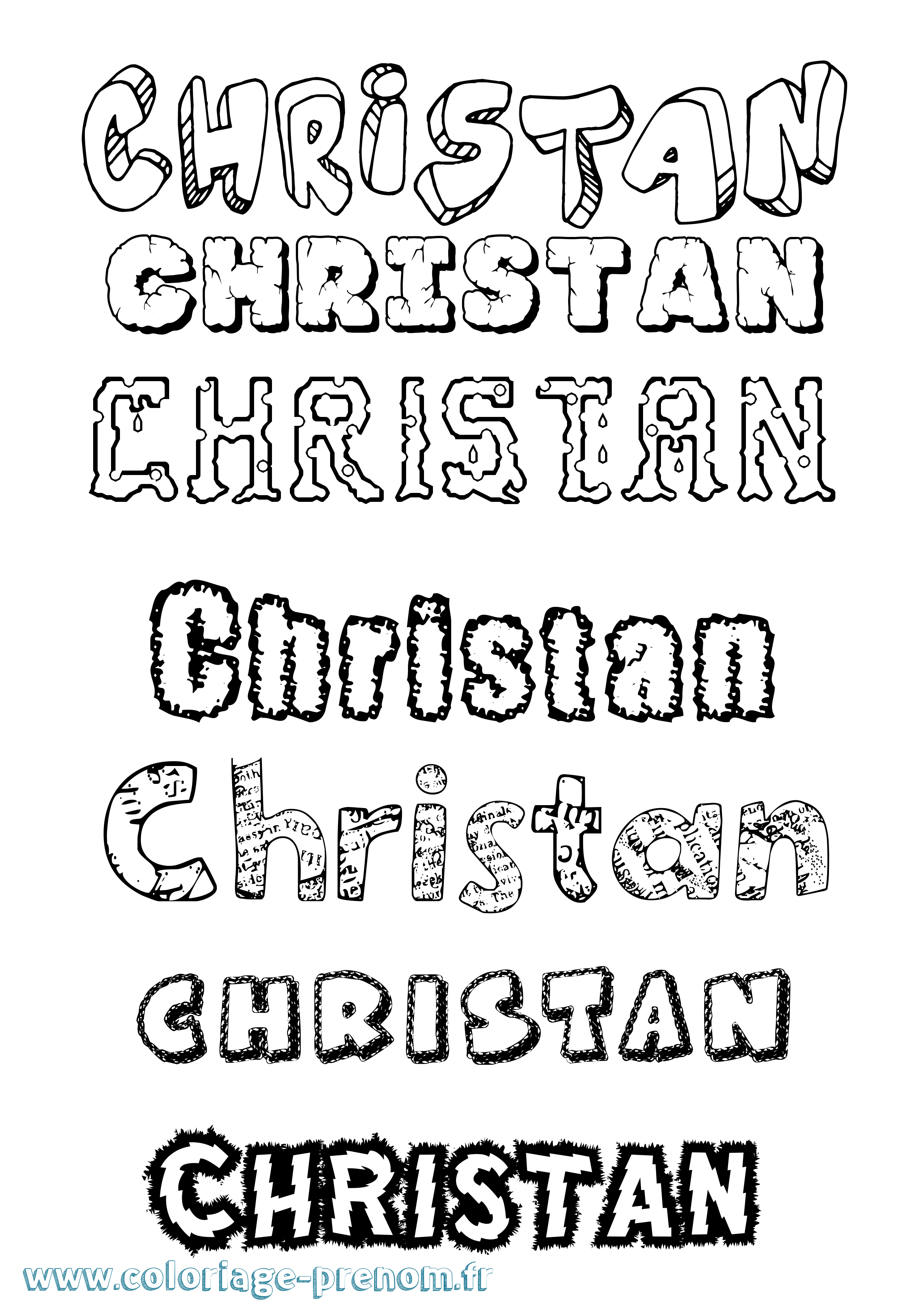 Coloriage prénom Christan Destructuré