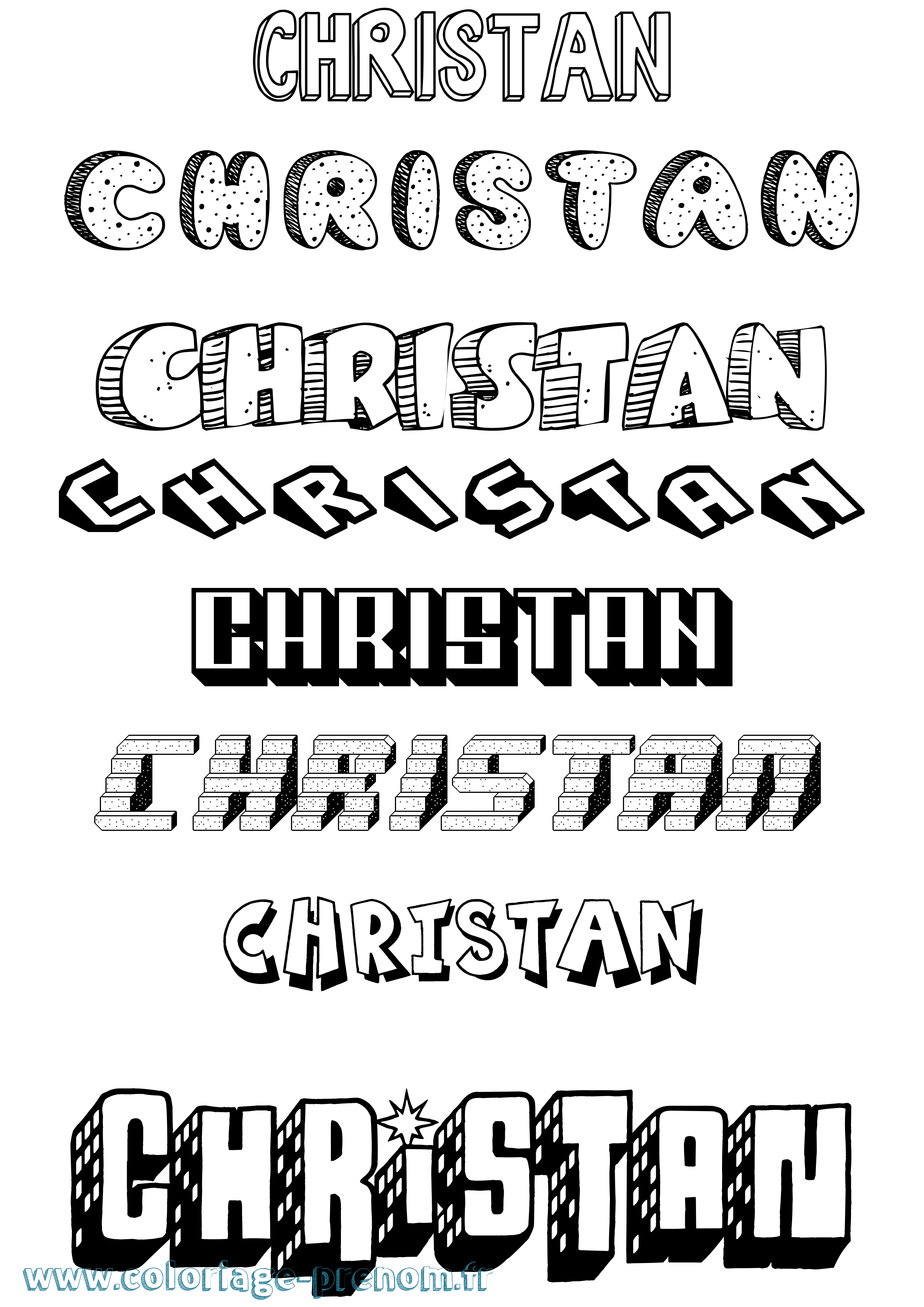 Coloriage Christan Effet 3D Coloriage prénom Christan Effet 3D