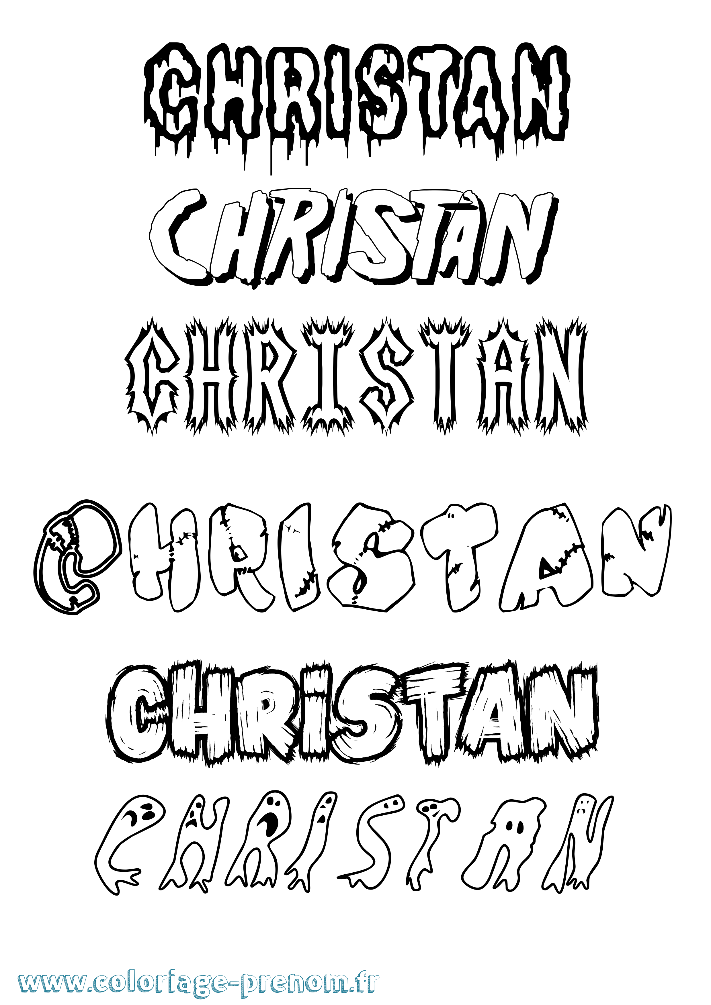 Coloriage prénom Christan Frisson