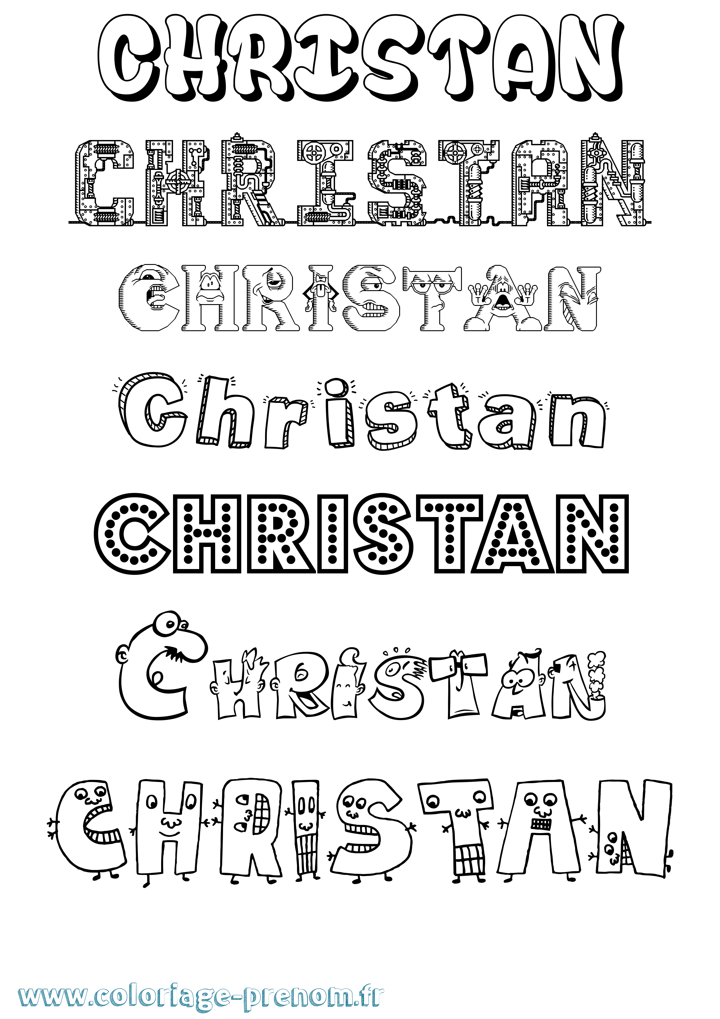 Coloriage prénom Christan Fun