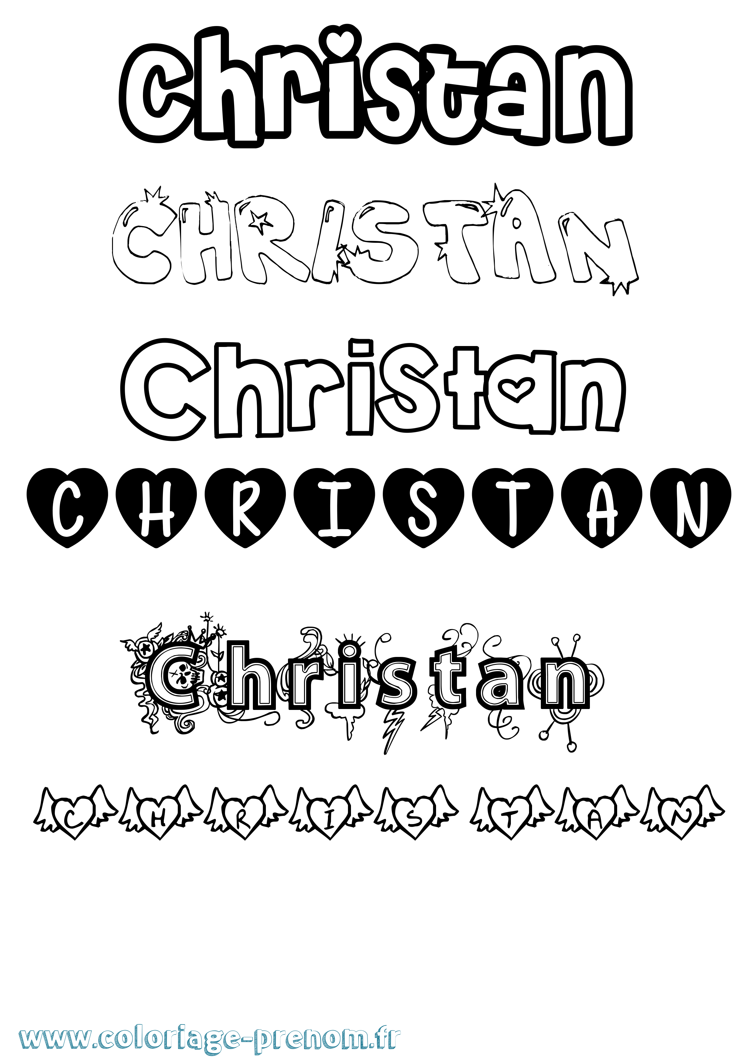 Coloriage Christan Girly Coloriage prénom Christan Girly