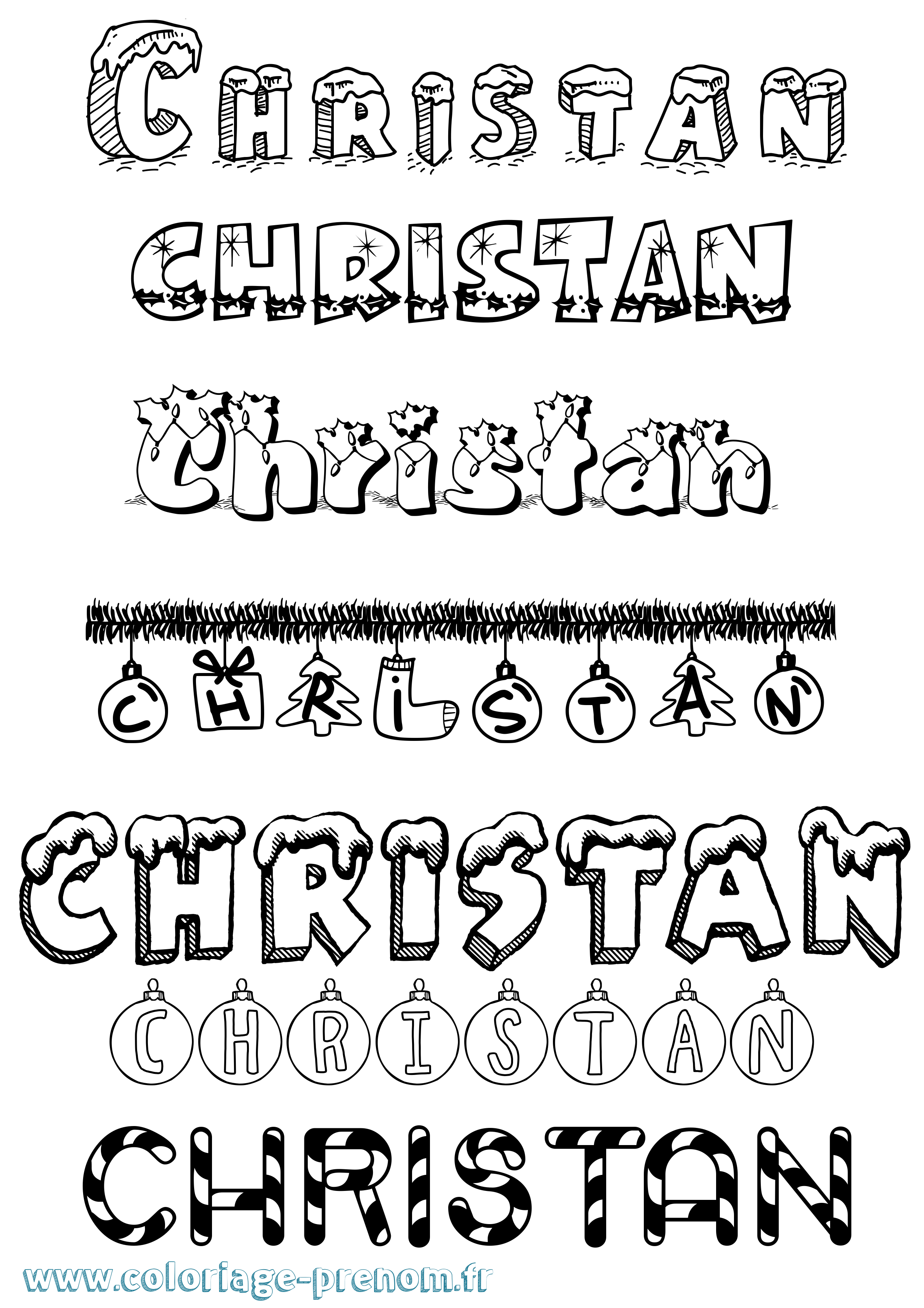 Coloriage Christan Noël Coloriage prénom Christan Noël