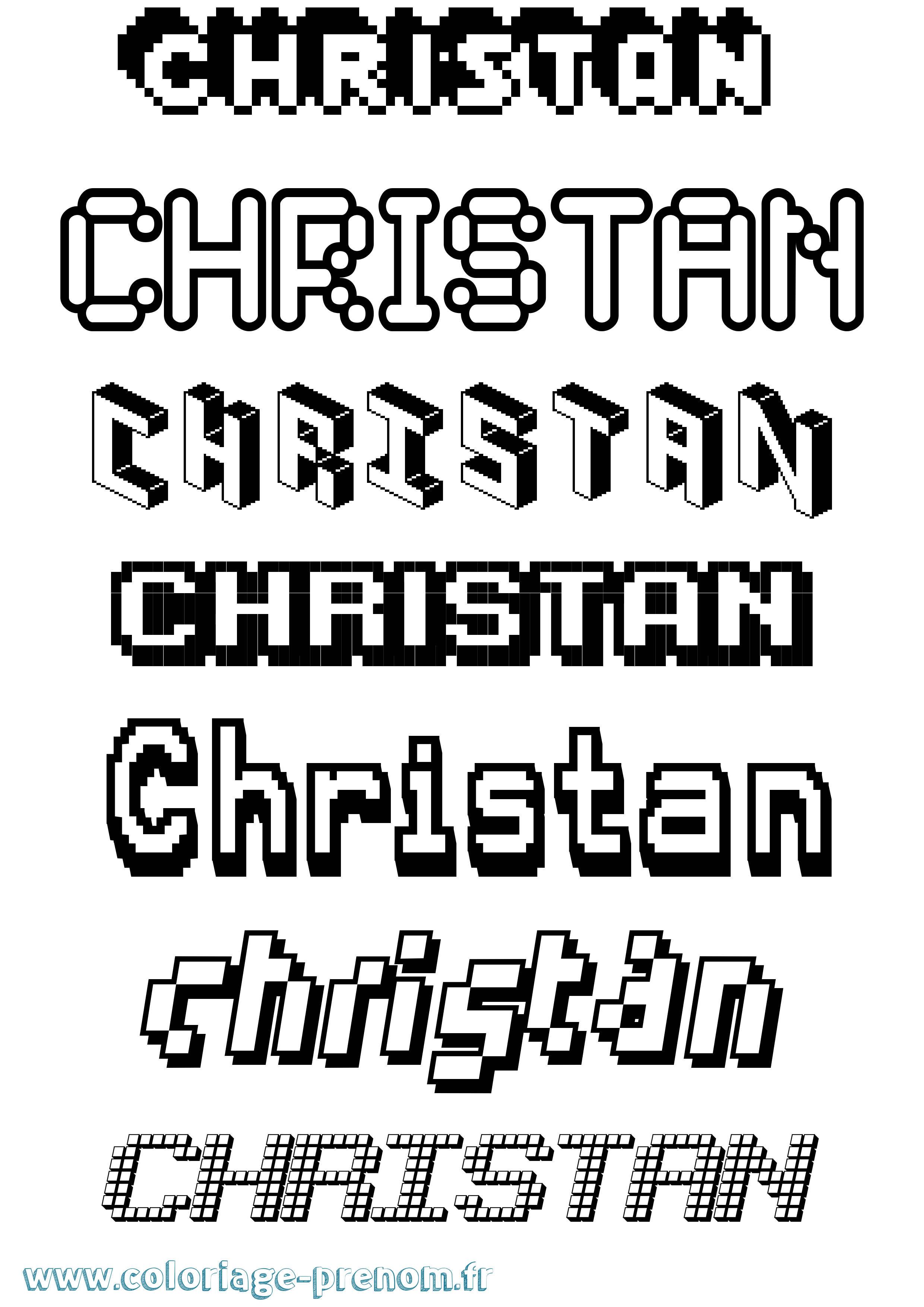 Coloriage prénom Christan Pixel