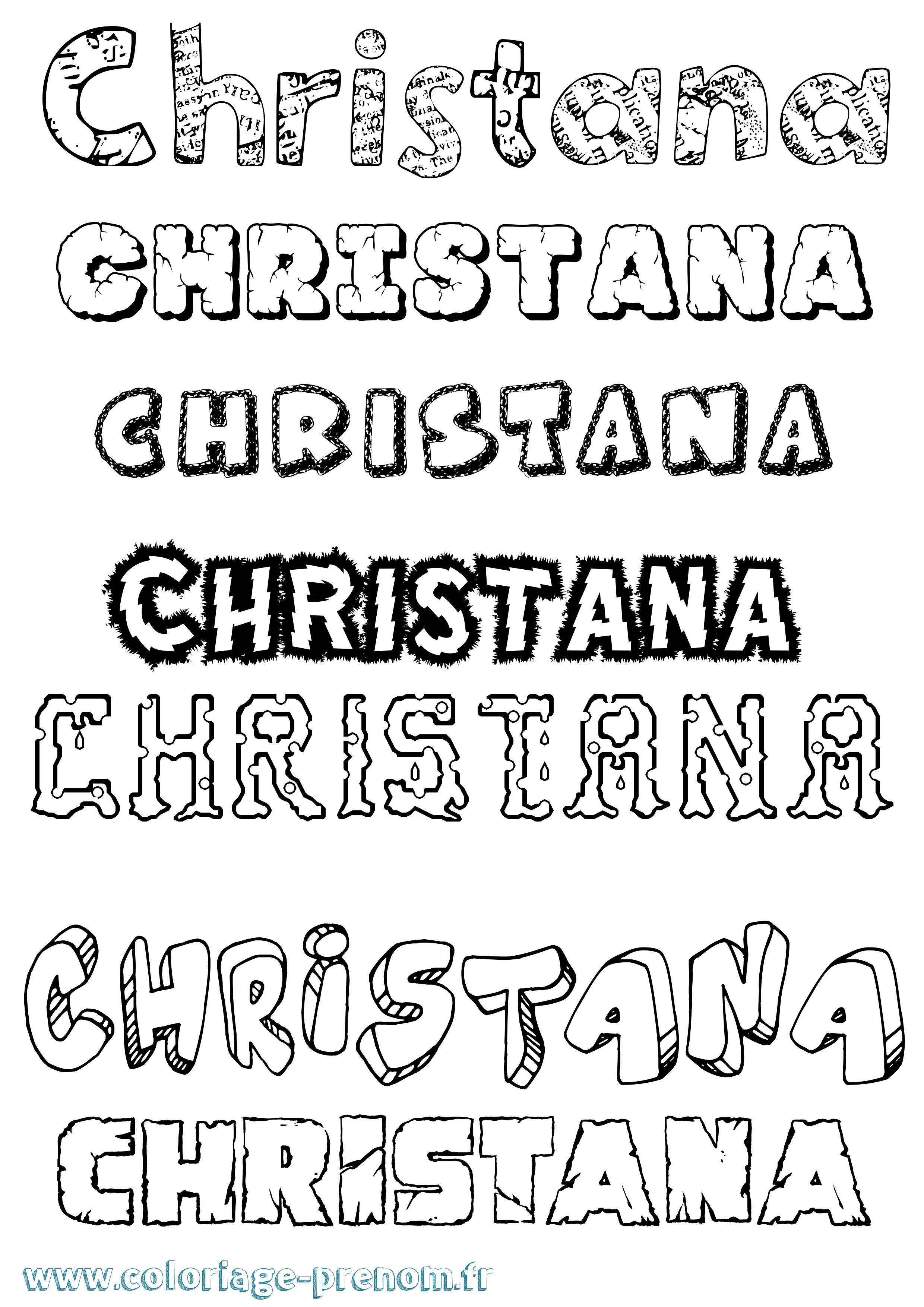 Coloriage prénom Christana Destructuré