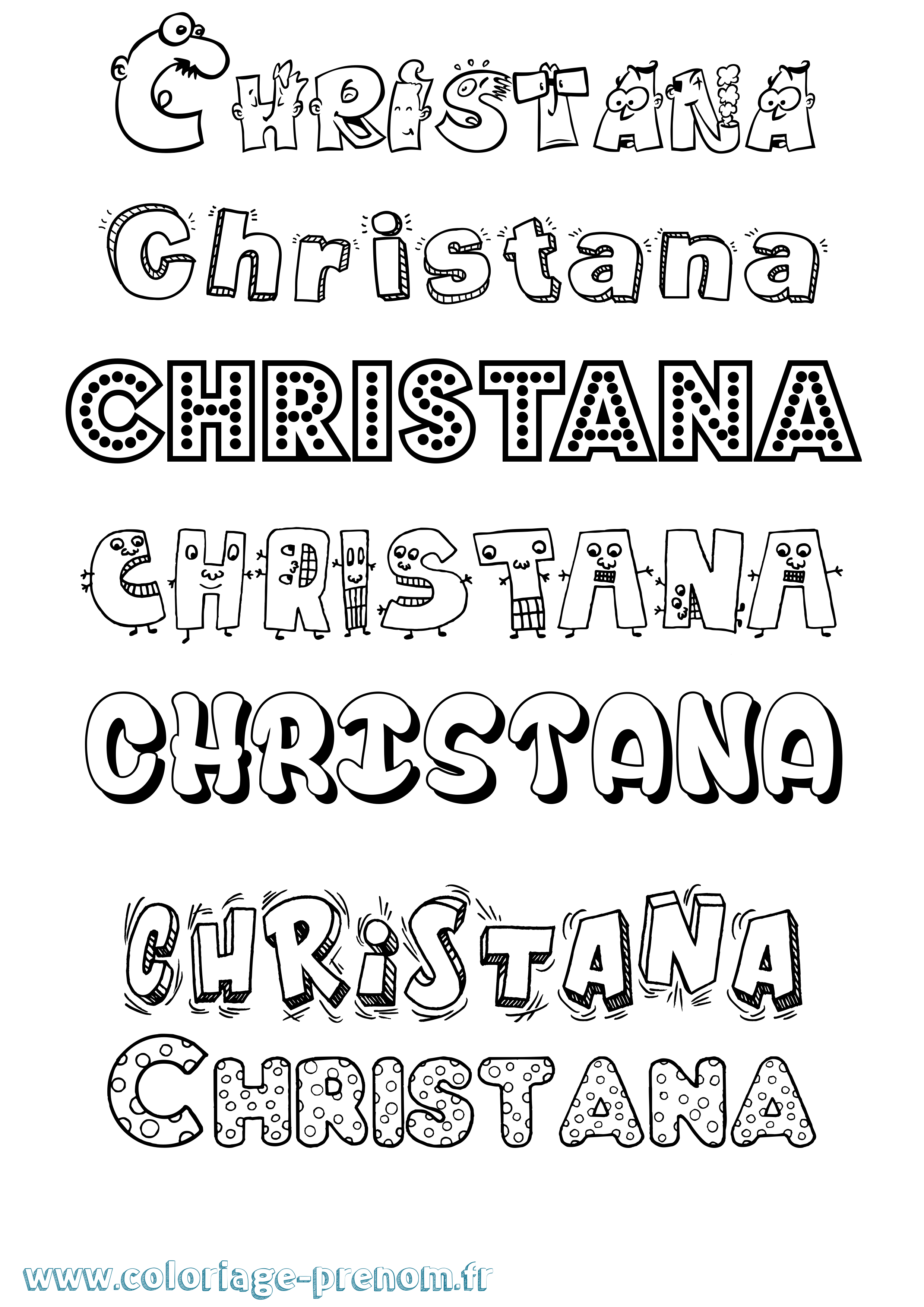 Coloriage prénom Christana Fun