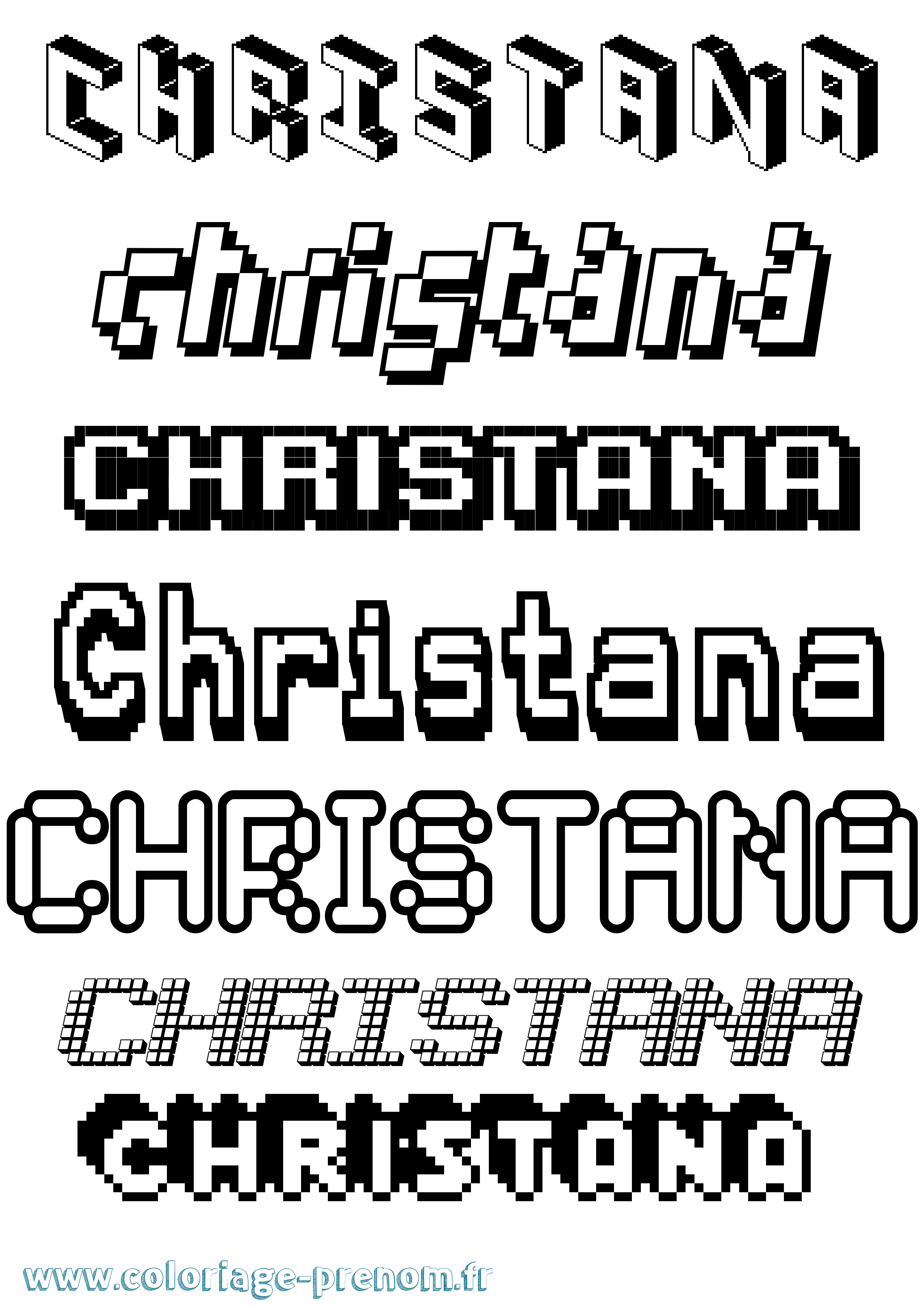 Coloriage prénom Christana Pixel