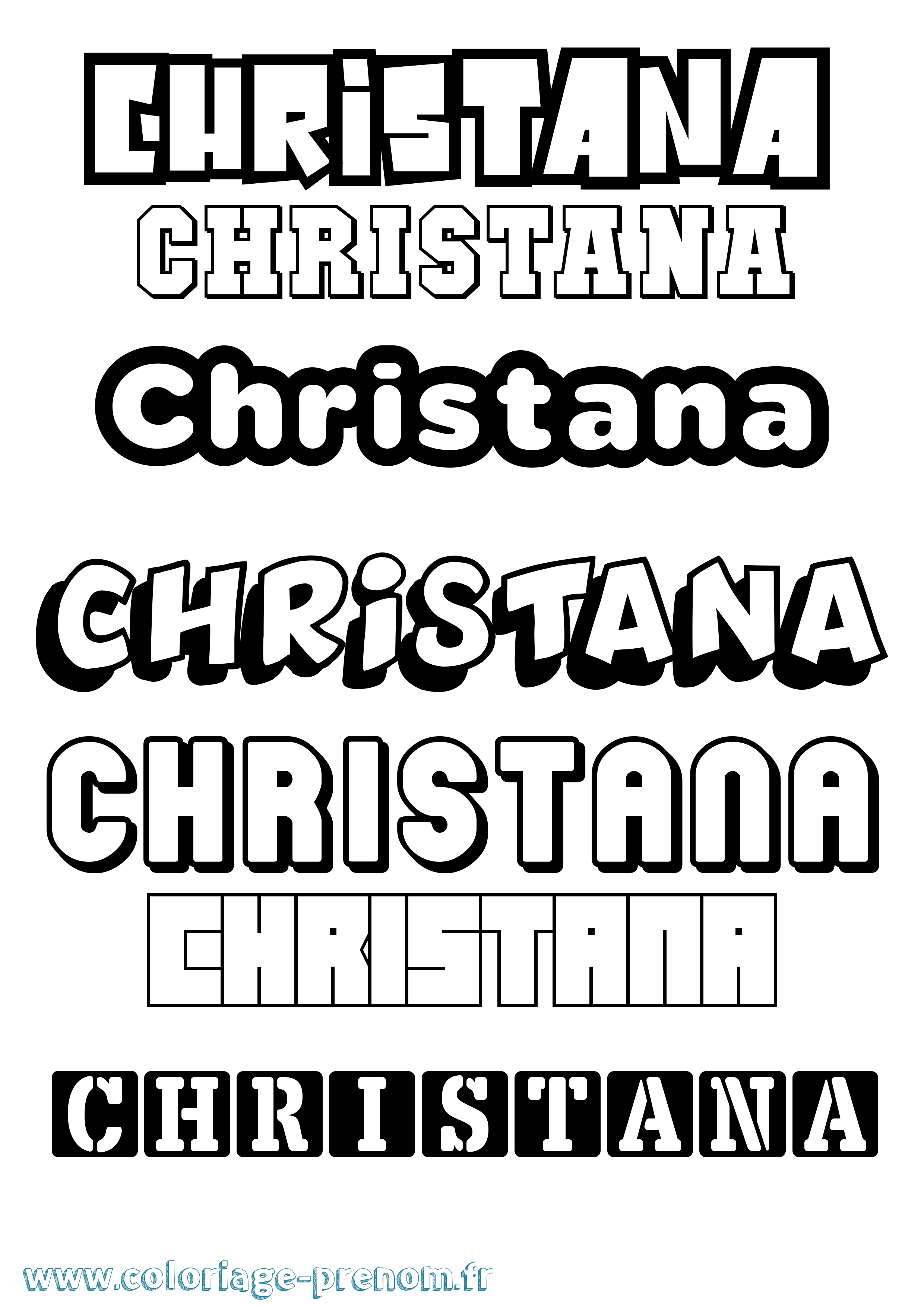 Coloriage prénom Christana Simple