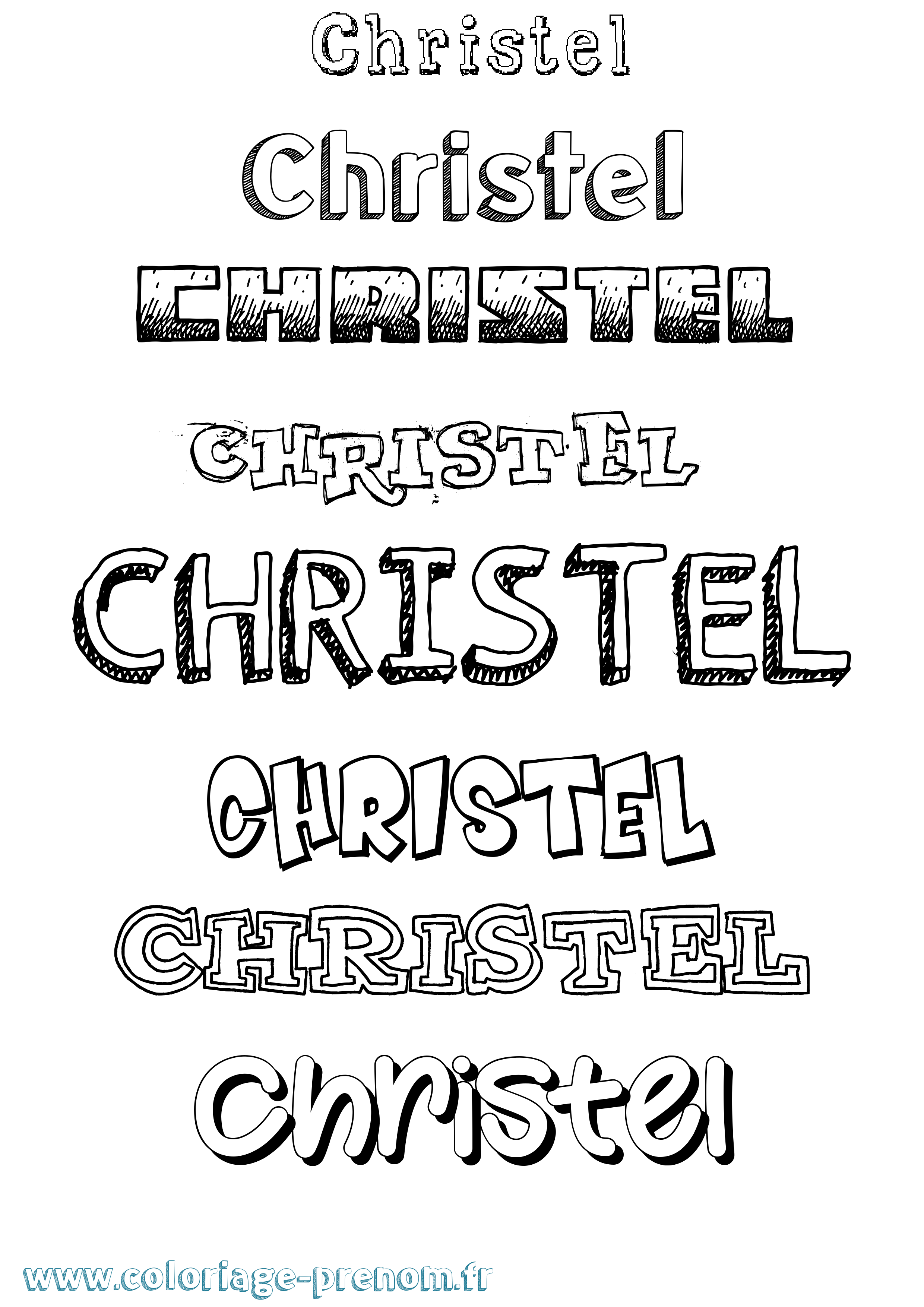 Coloriage prénom Christel Dessiné
