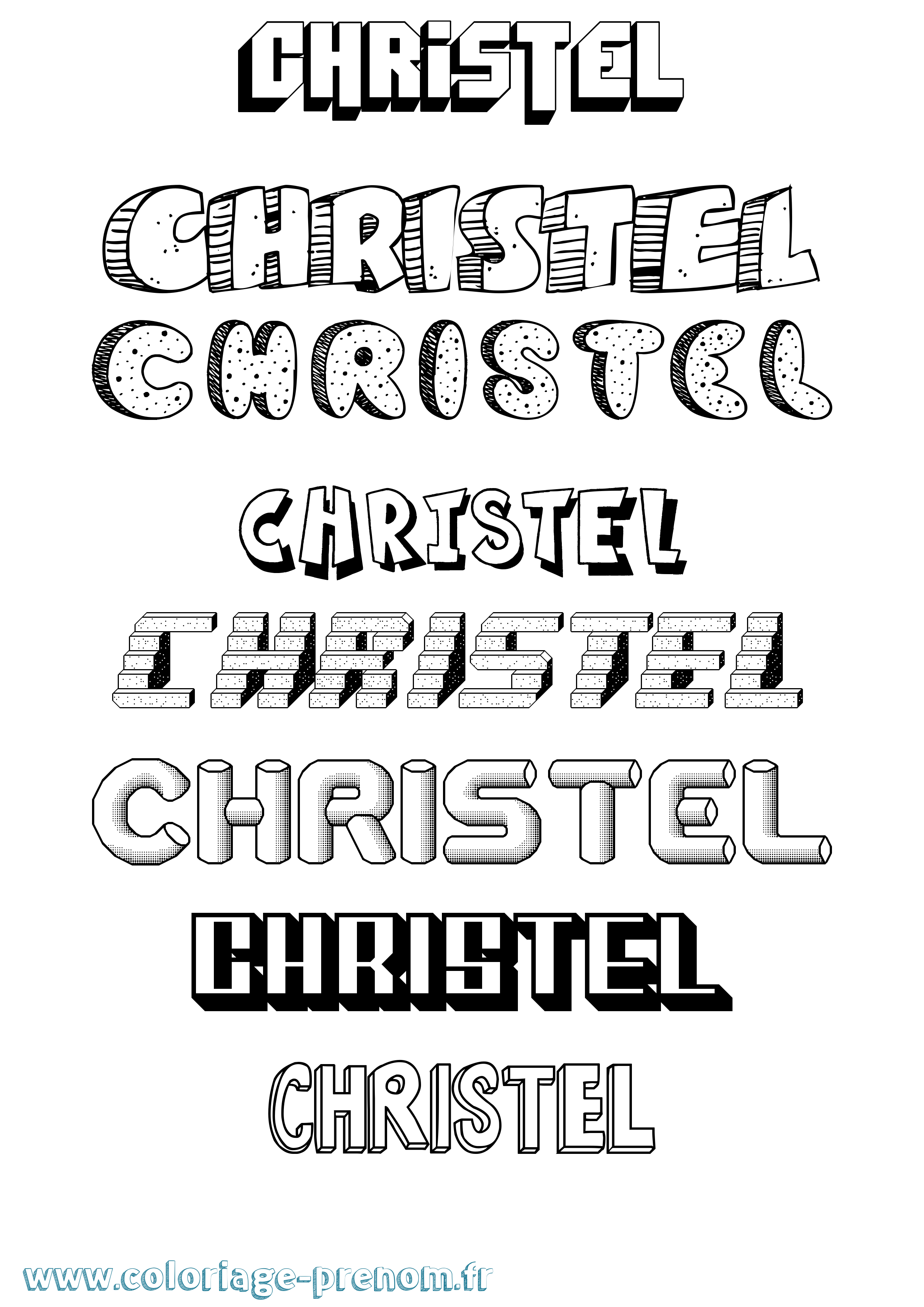 Coloriage prénom Christel Effet 3D