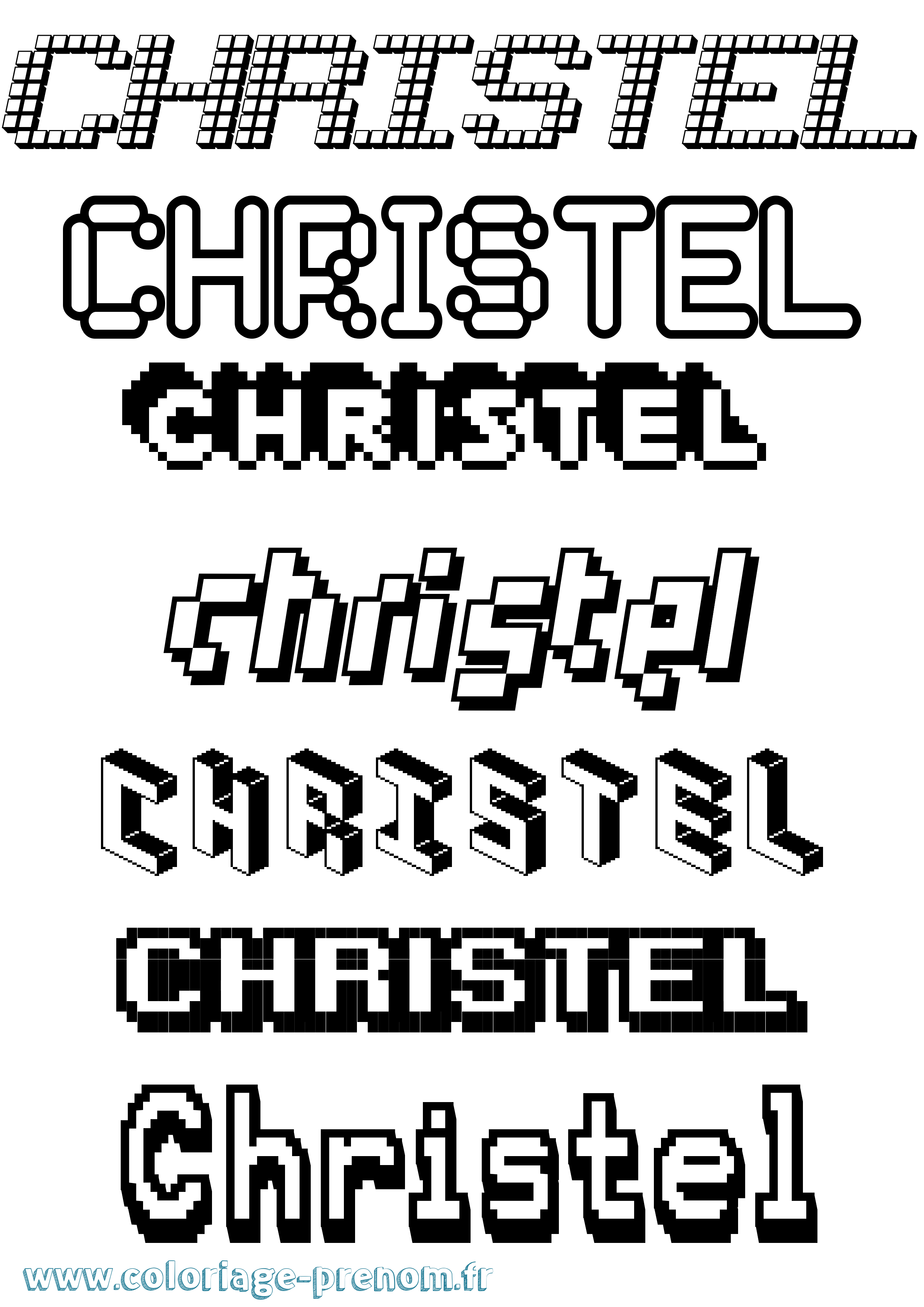 Coloriage prénom Christel Pixel