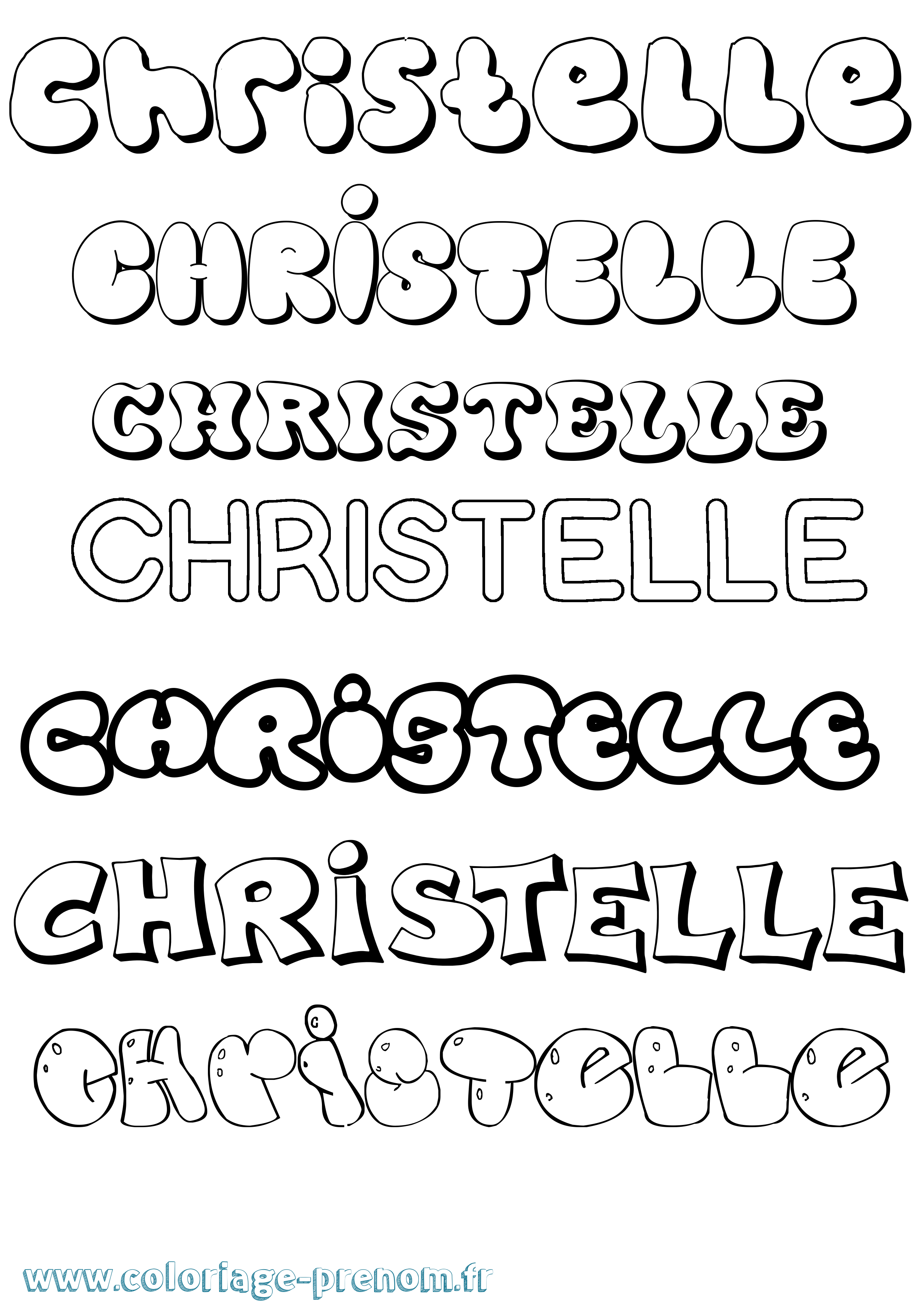 Coloriage prénom Christelle Bubble