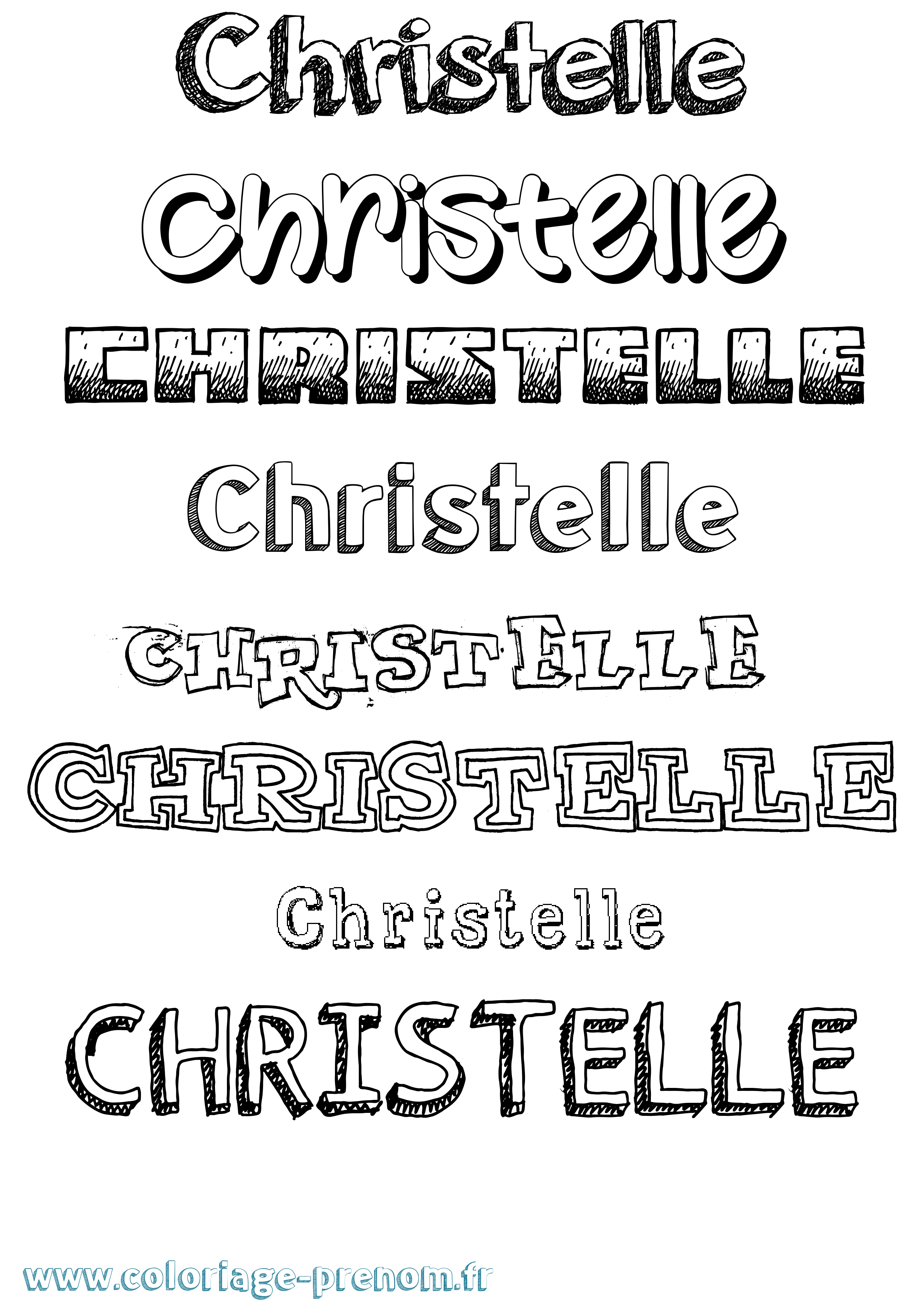 Coloriage prénom Christelle Dessiné