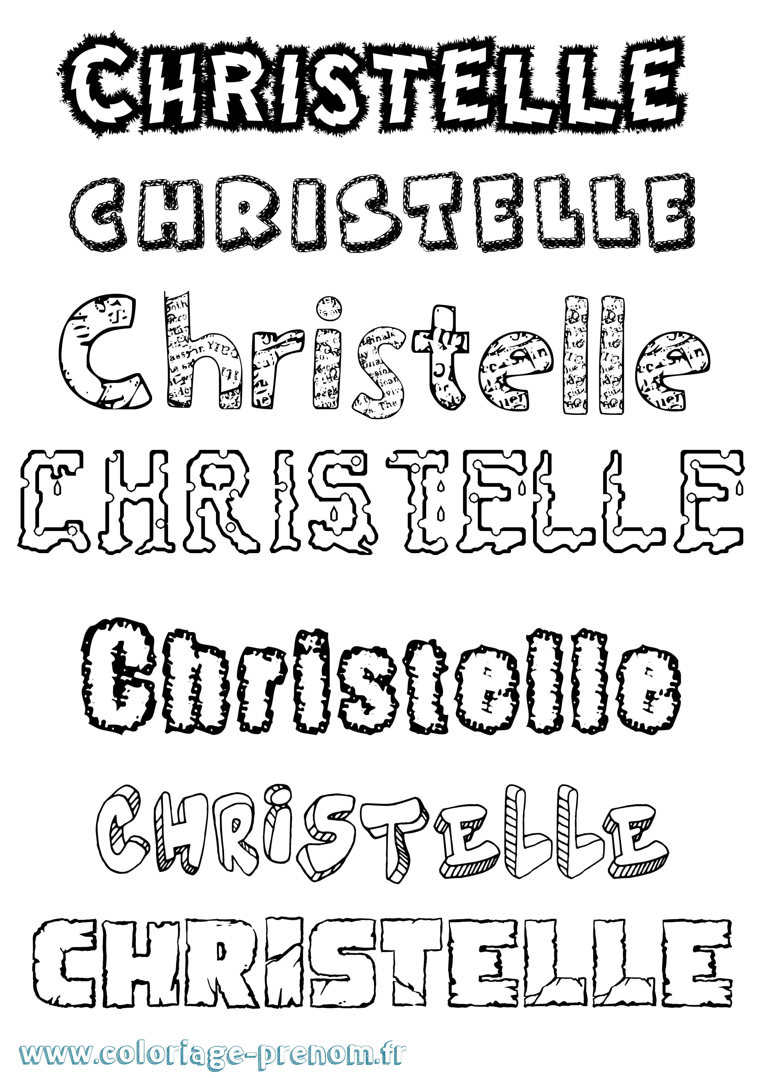 Coloriage prénom Christelle Destructuré