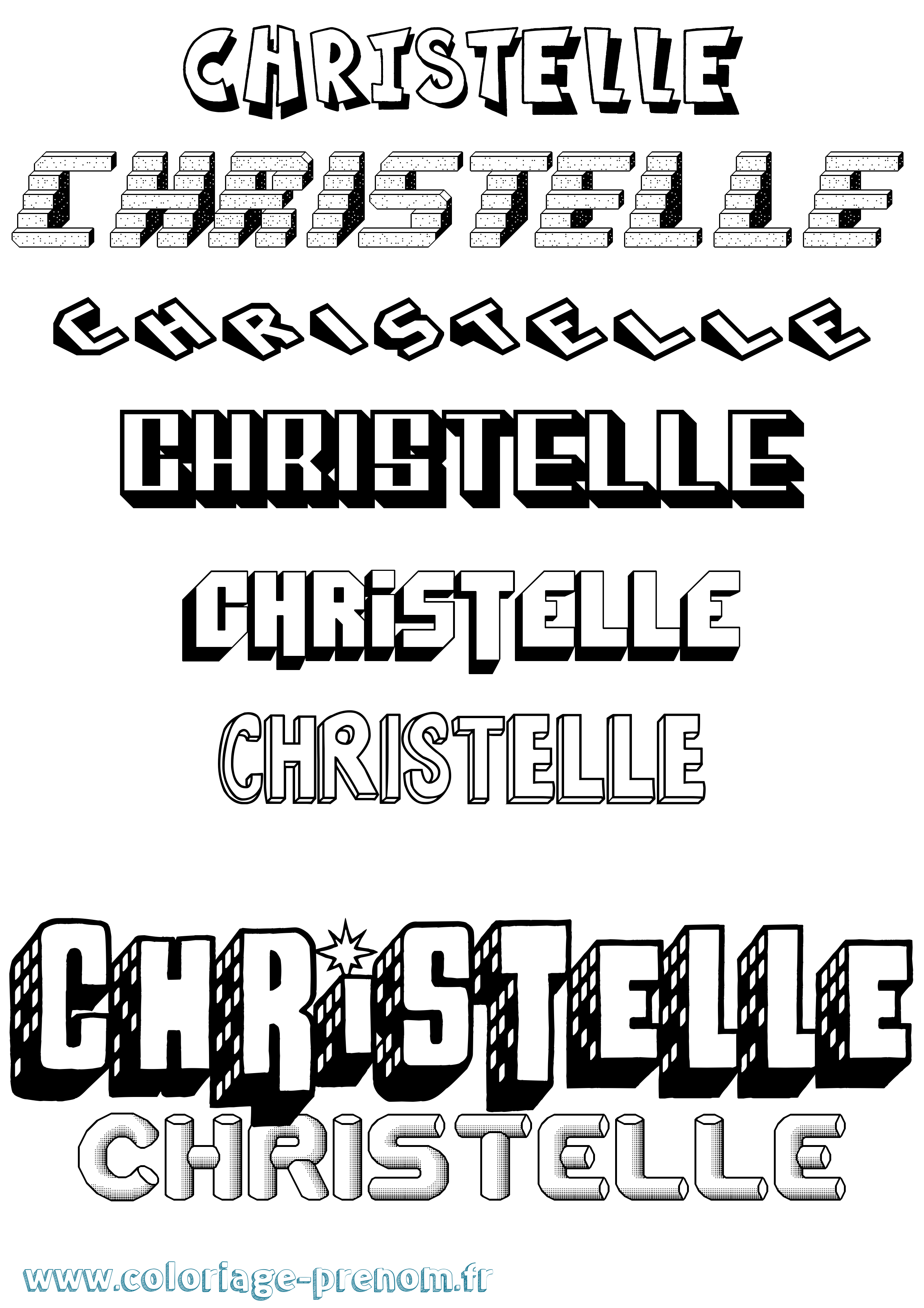 Coloriage prénom Christelle Effet 3D
