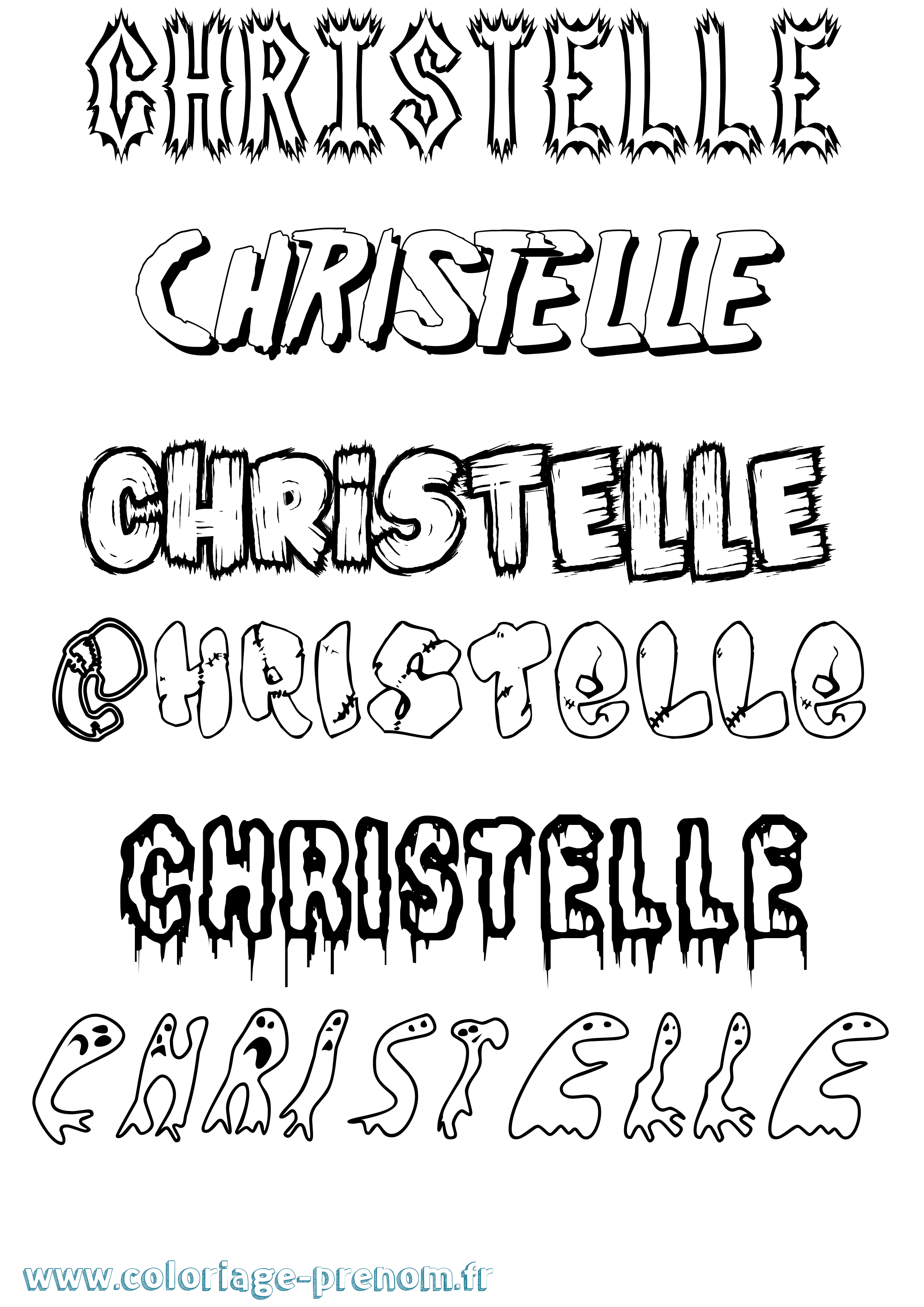 Coloriage prénom Christelle Frisson