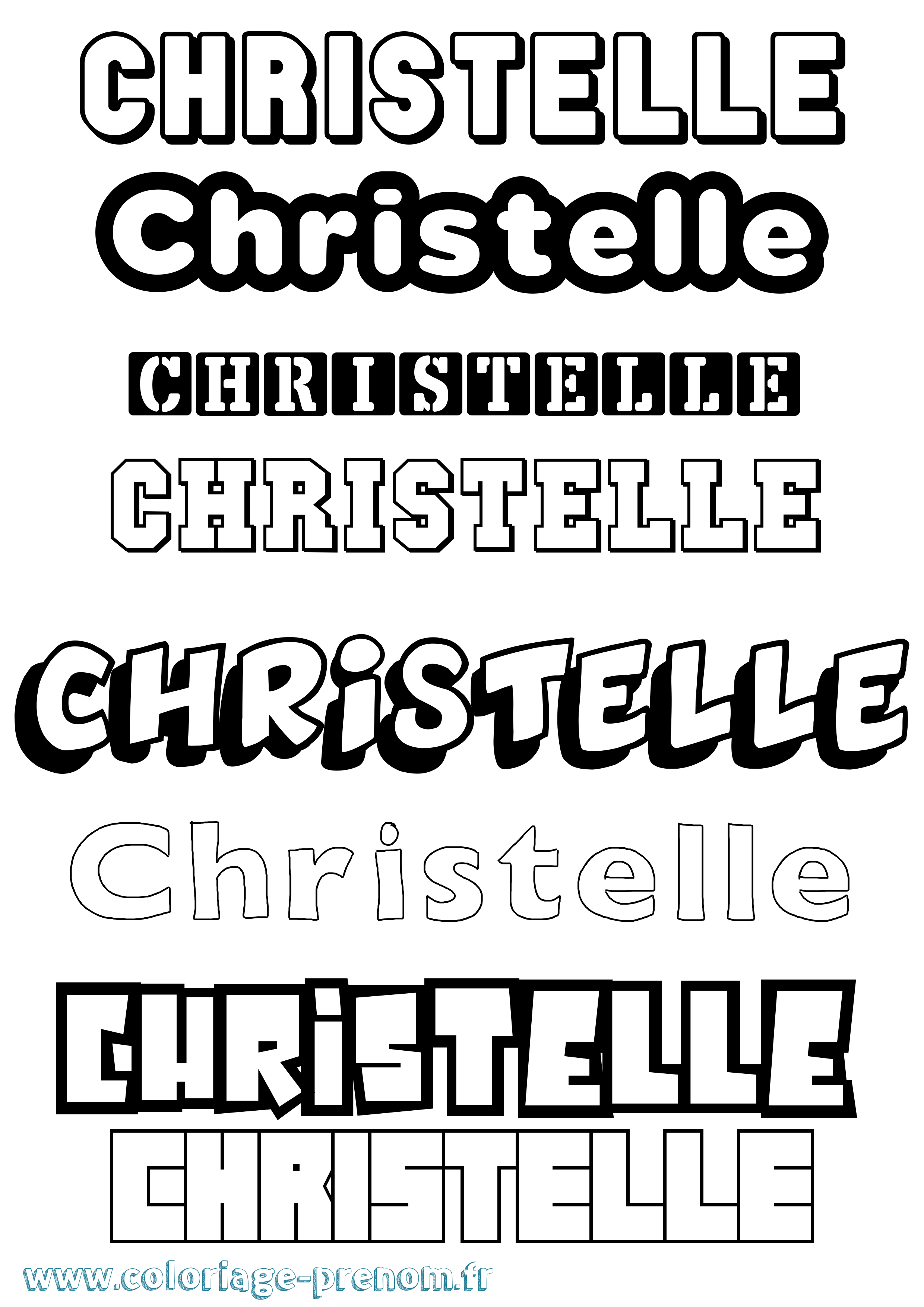 Coloriage prénom Christelle Simple