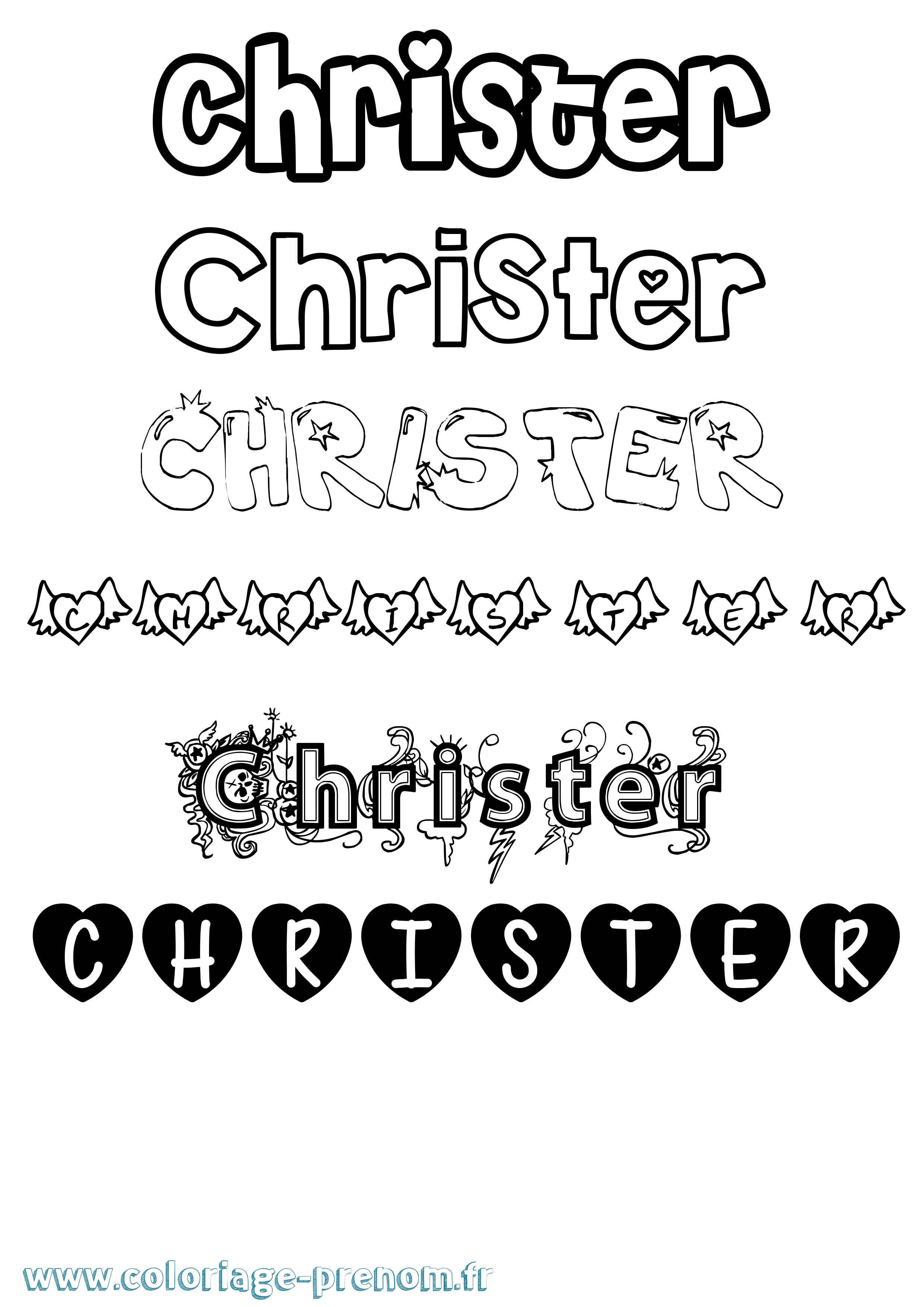 Coloriage prénom Christer Girly