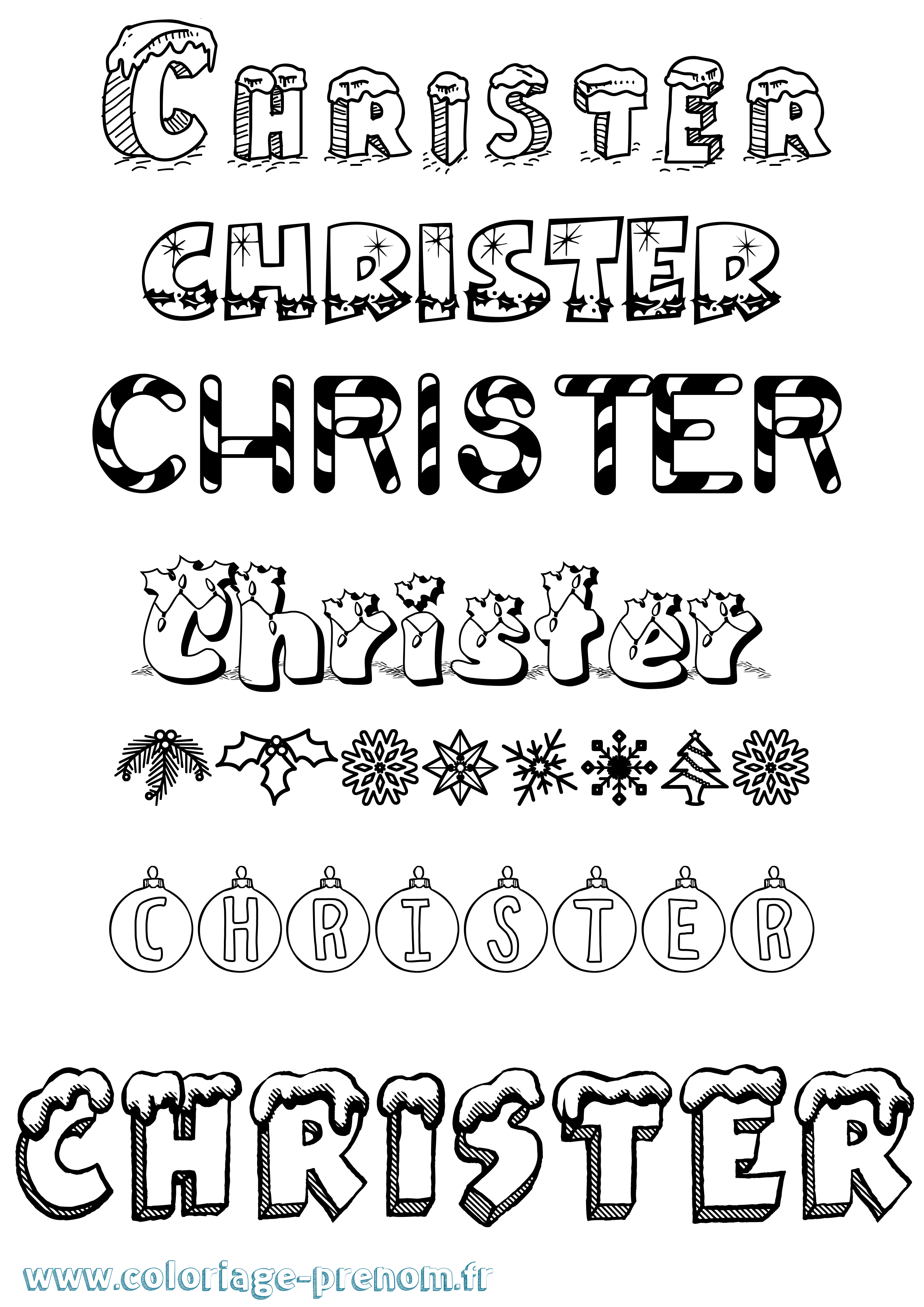 Coloriage prénom Christer Noël