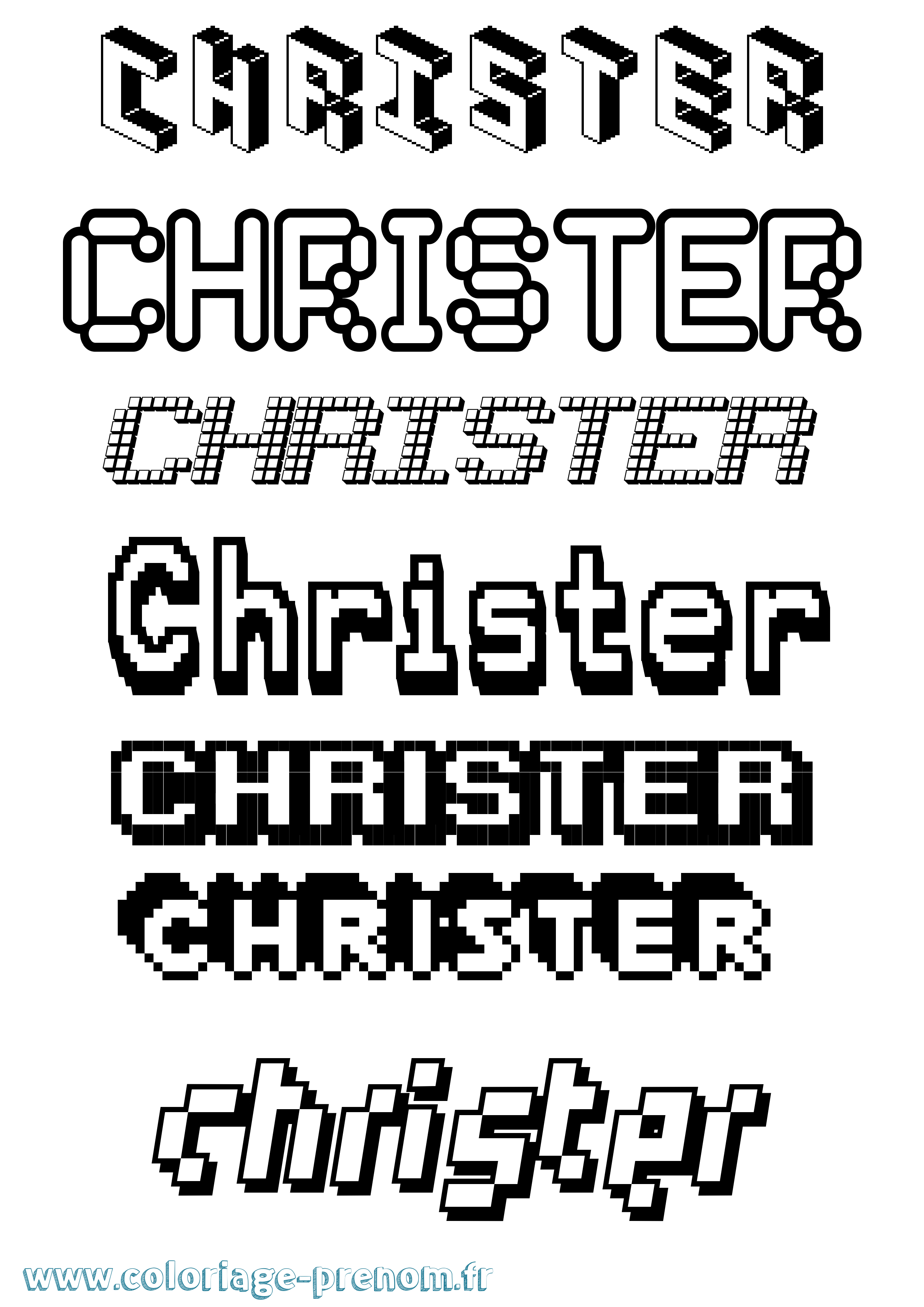 Coloriage prénom Christer Pixel