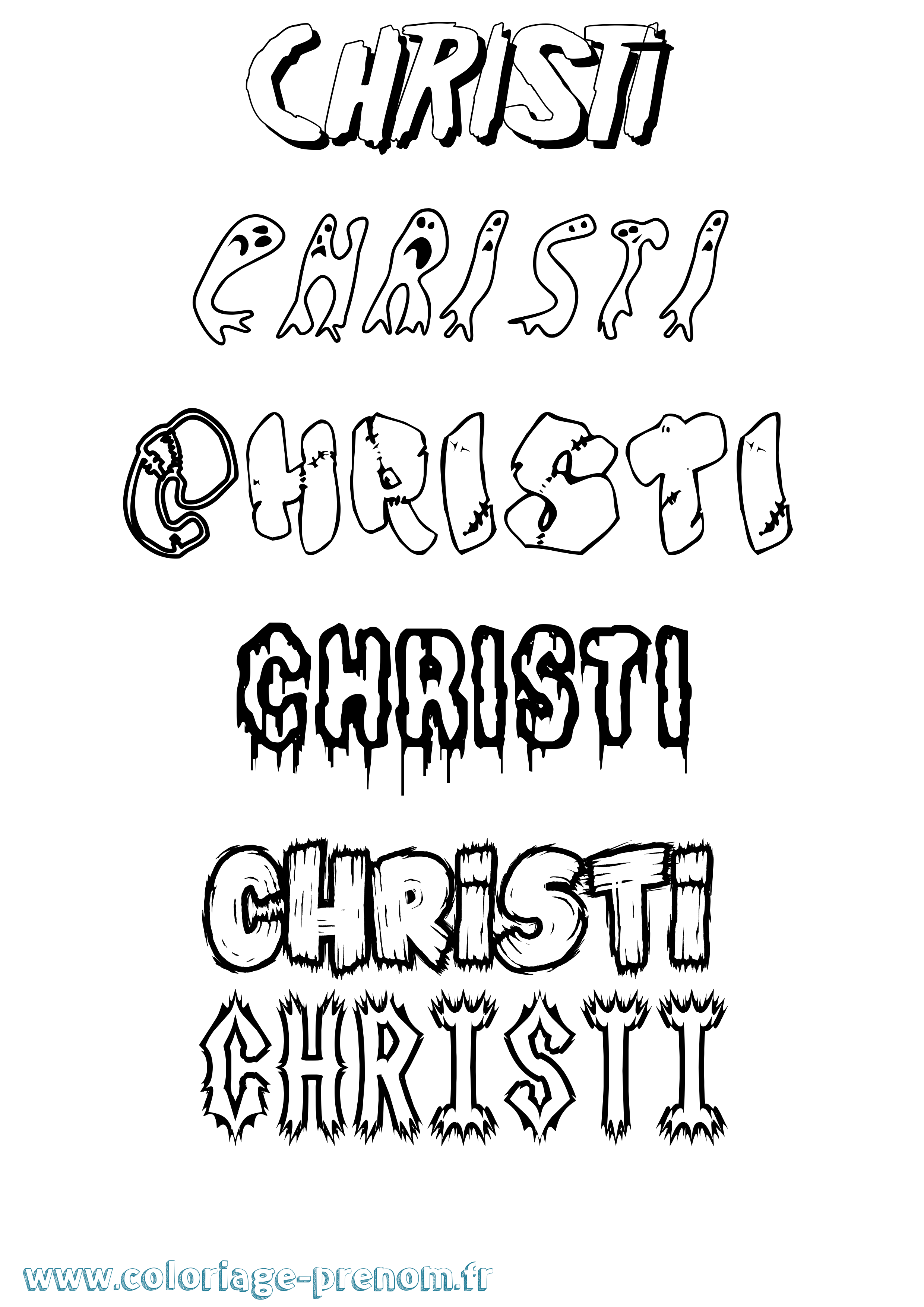 Coloriage prénom Christi Frisson