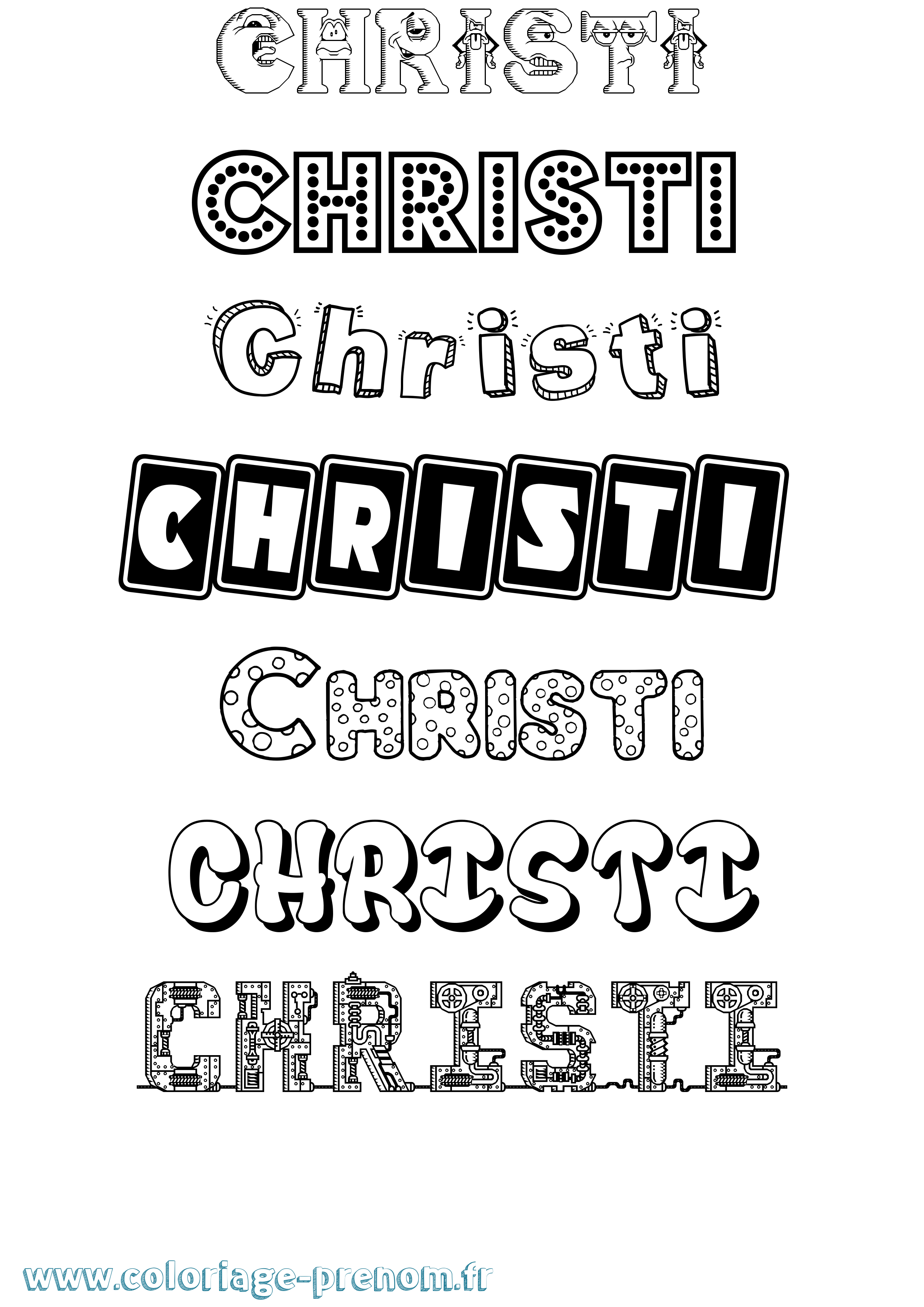 Coloriage prénom Christi Fun