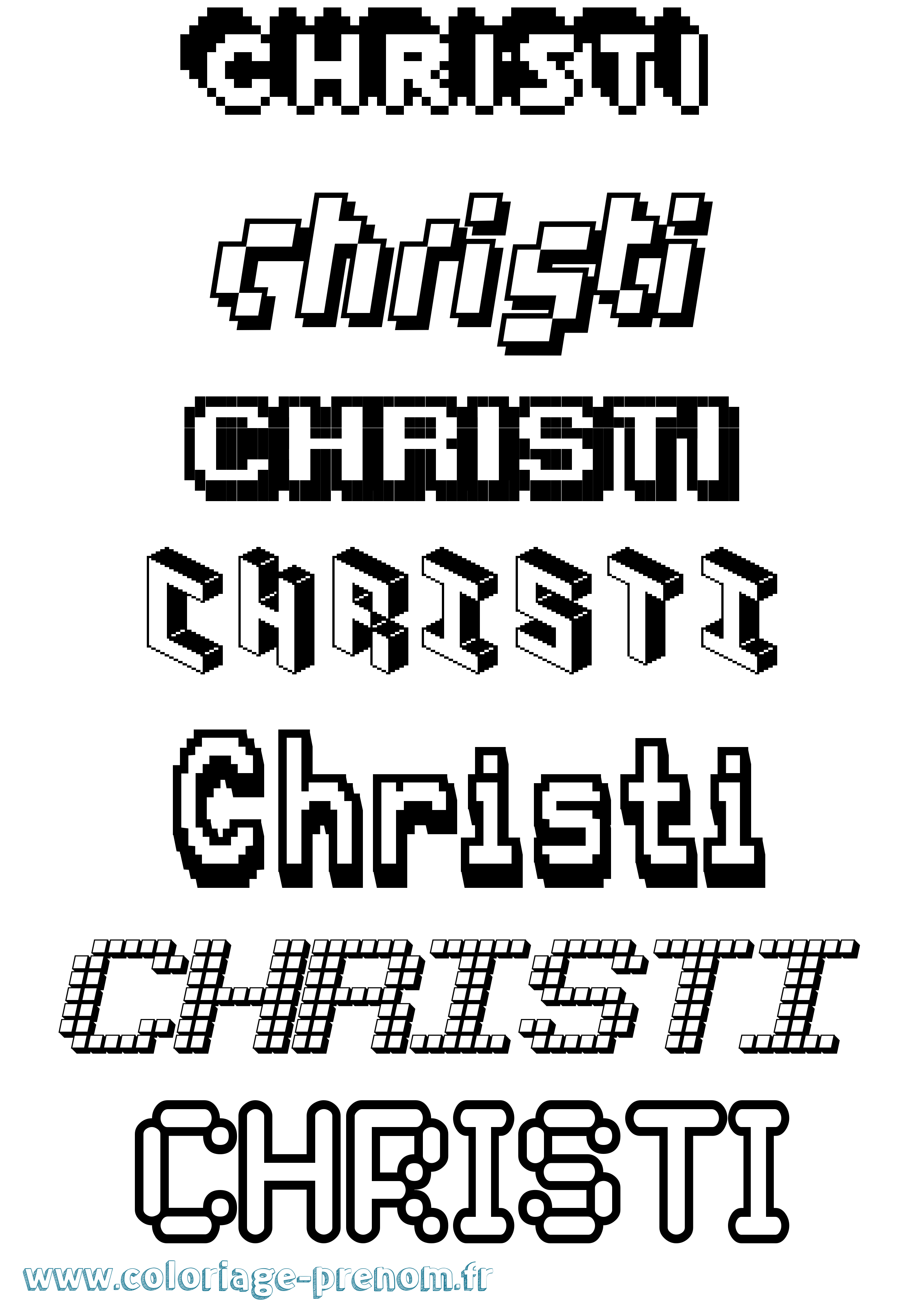 Coloriage prénom Christi Pixel