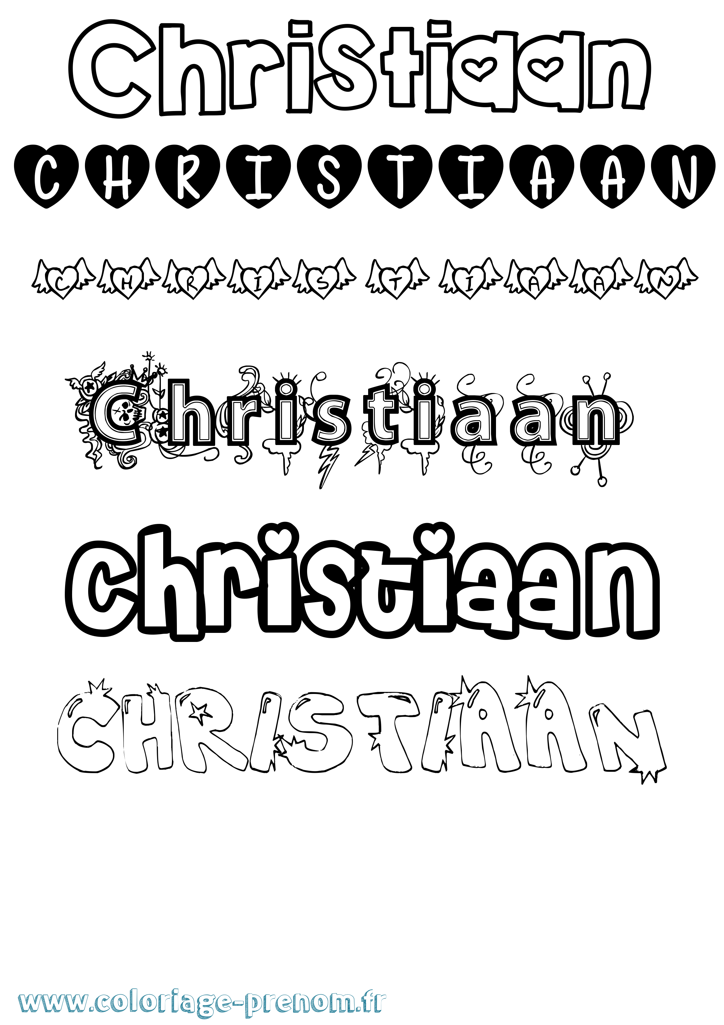 Coloriage prénom Christiaan Girly