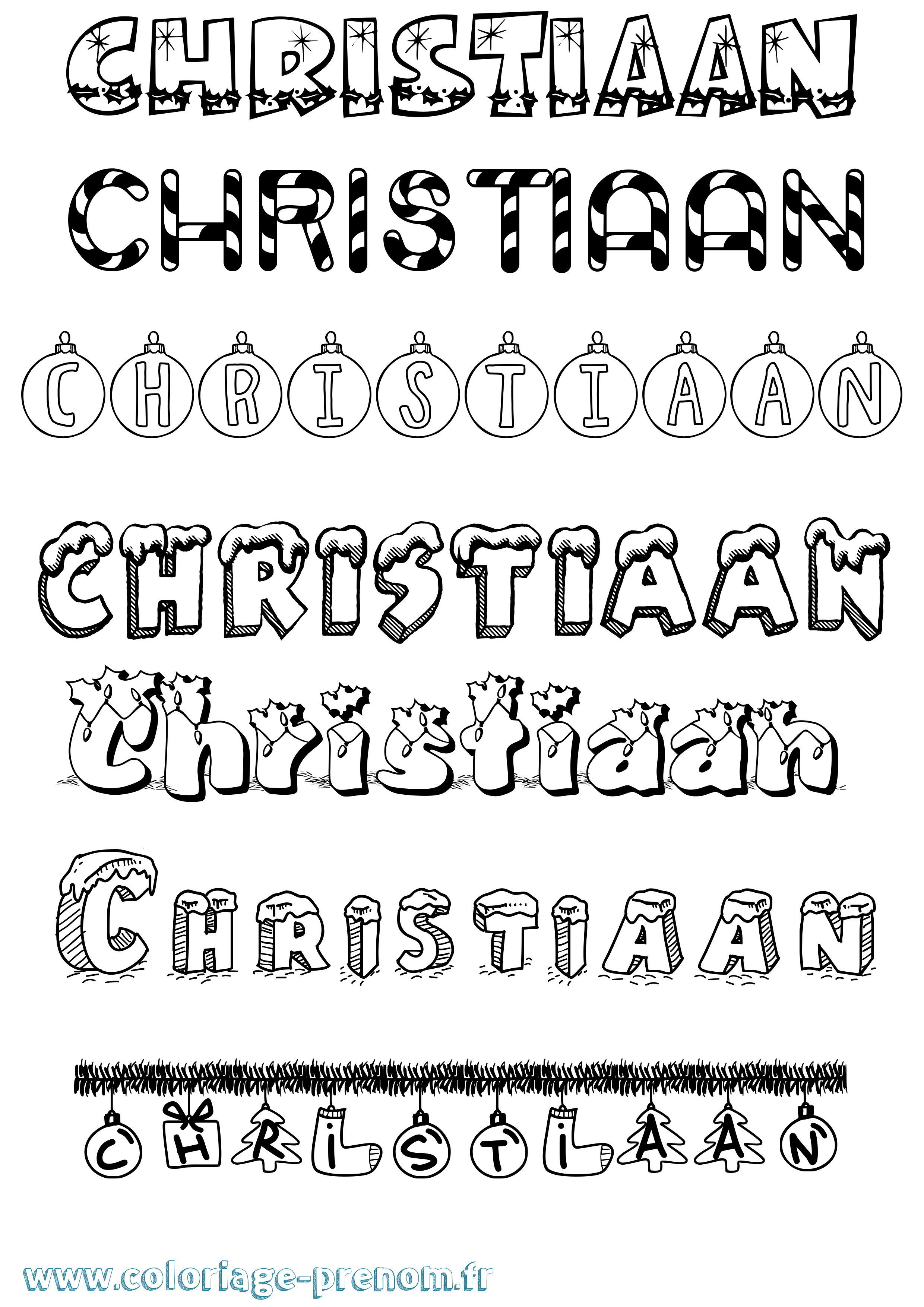 Coloriage prénom Christiaan Noël