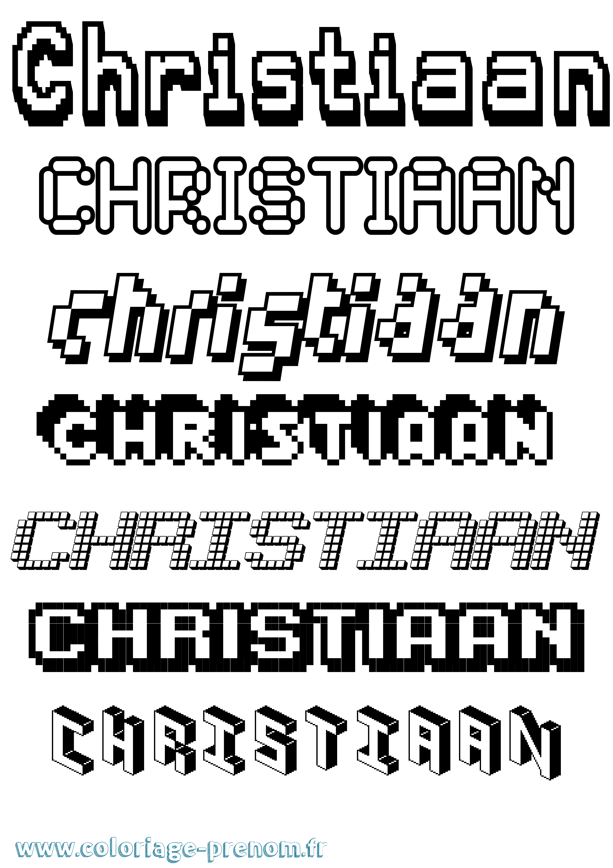 Coloriage prénom Christiaan Pixel