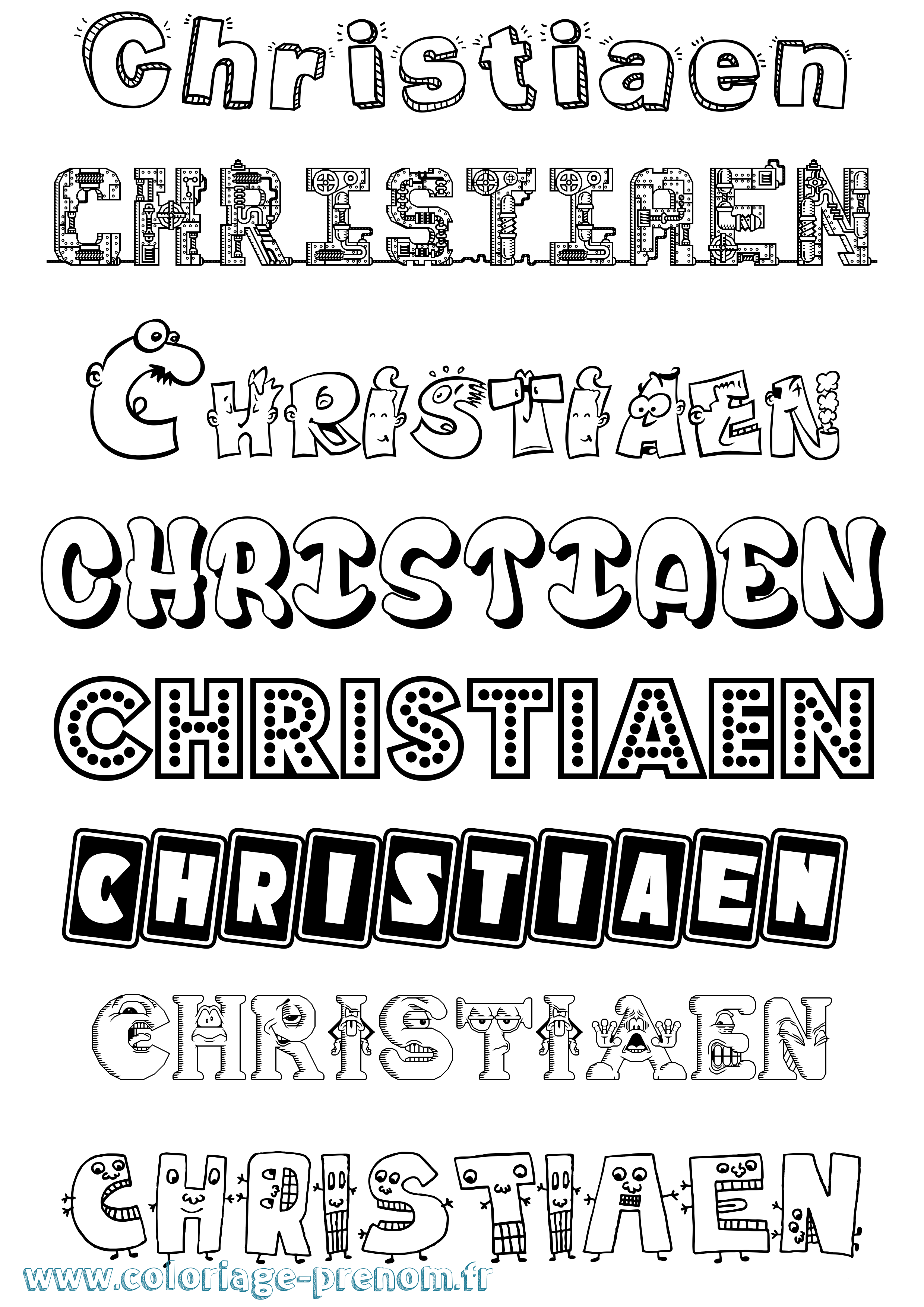 Coloriage prénom Christiaen Fun