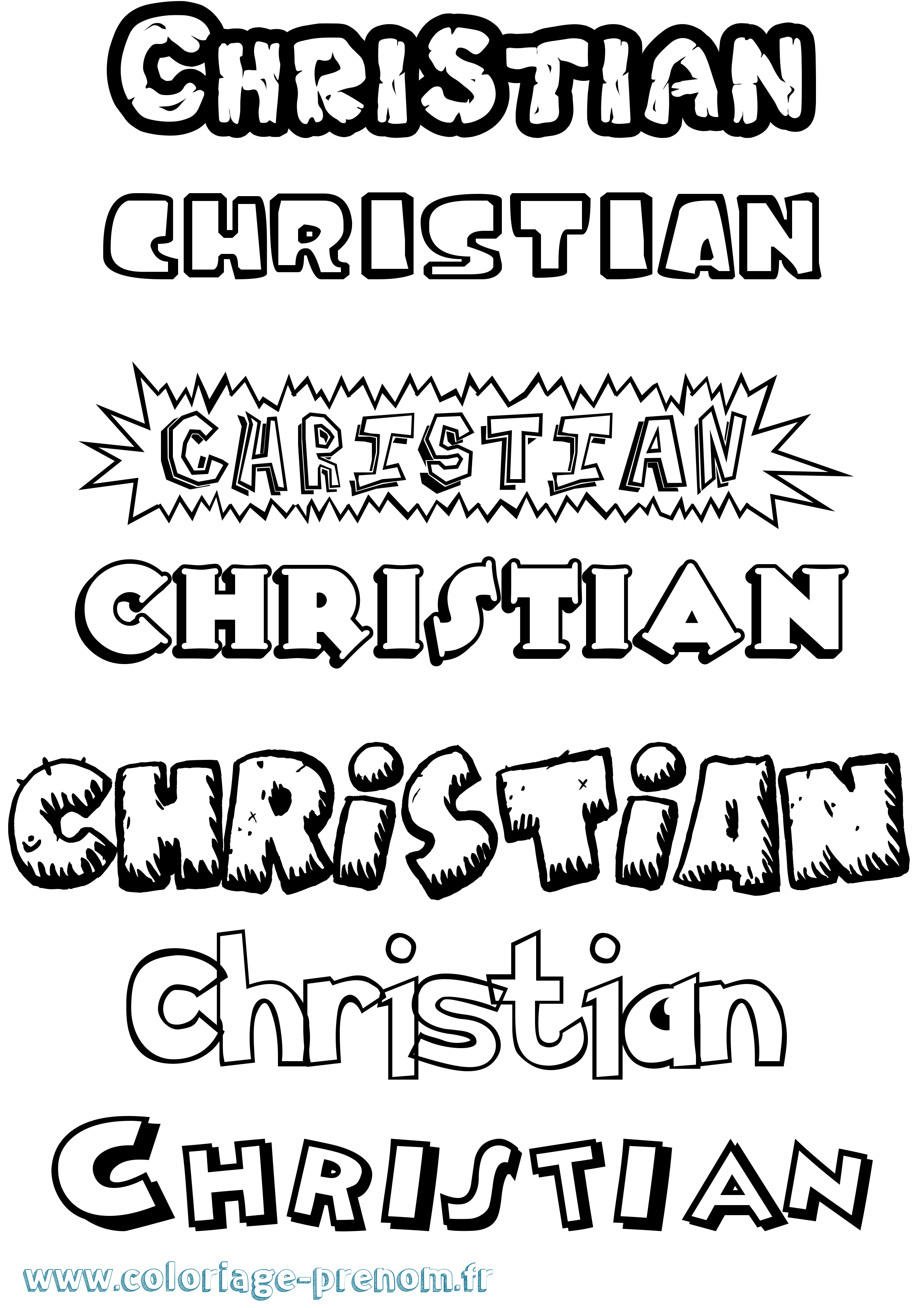 Coloriage prénom Christian Dessin Animé