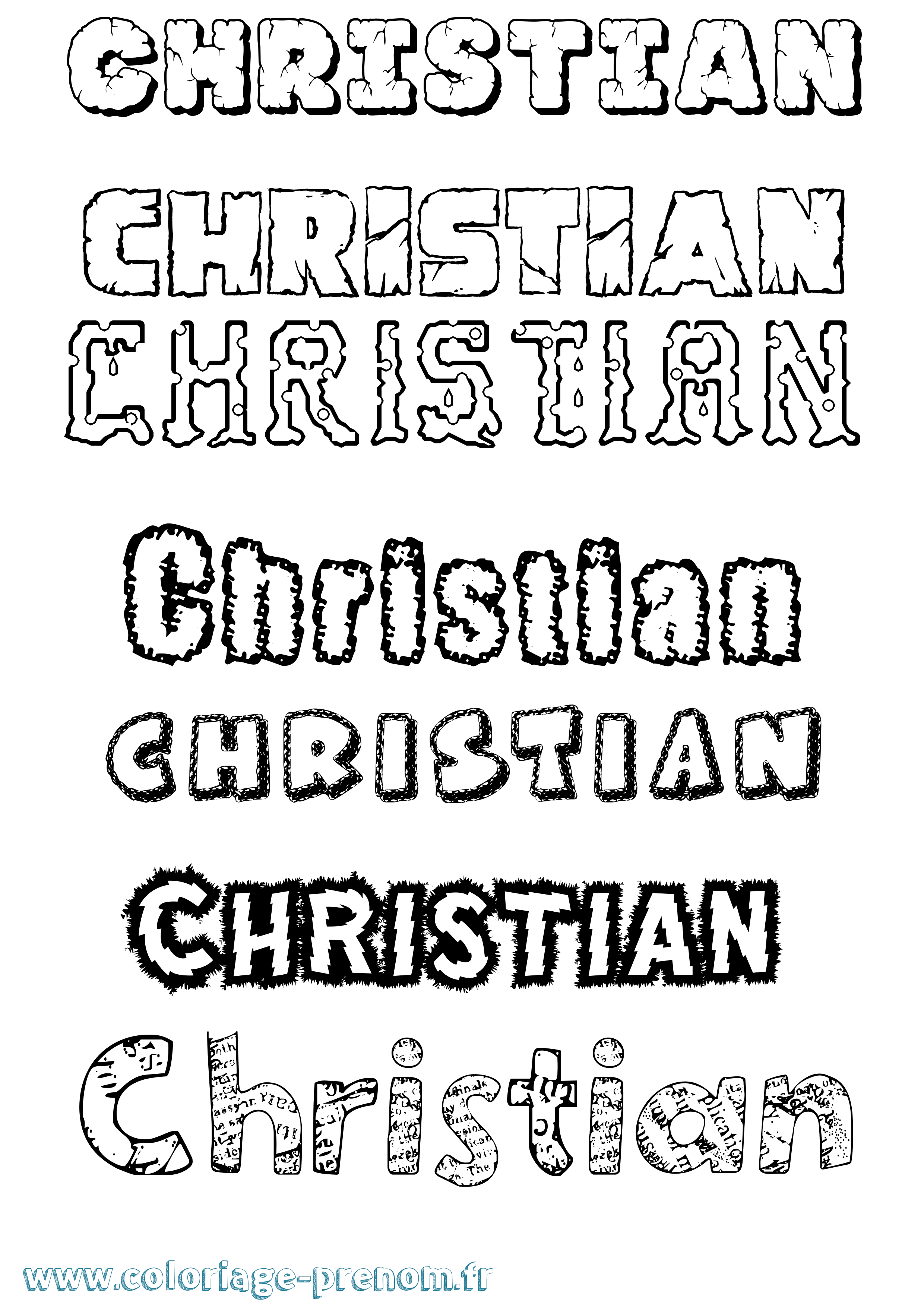 Coloriage prénom Christian Destructuré