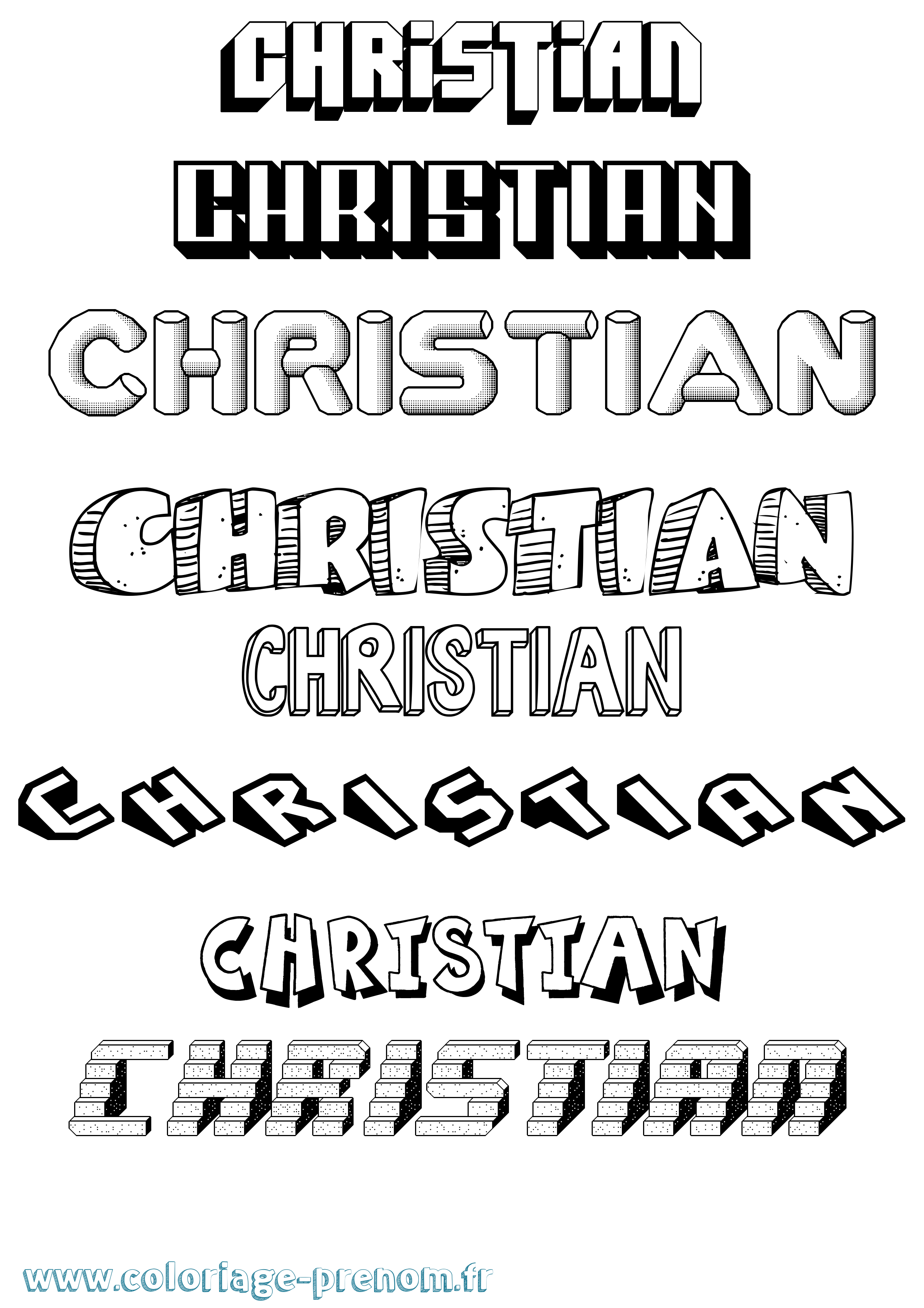 Coloriage prénom Christian Effet 3D