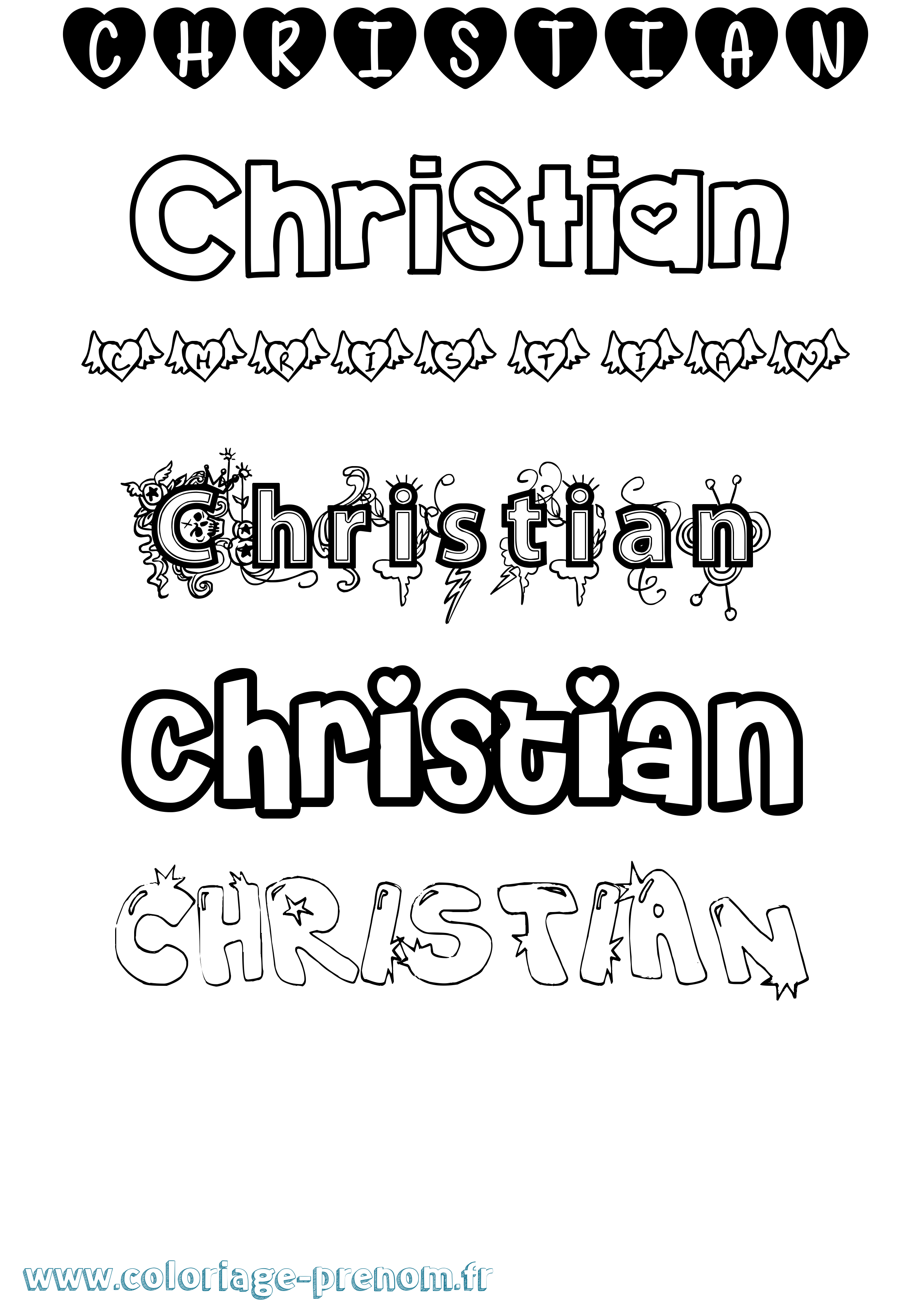 Coloriage prénom Christian Girly