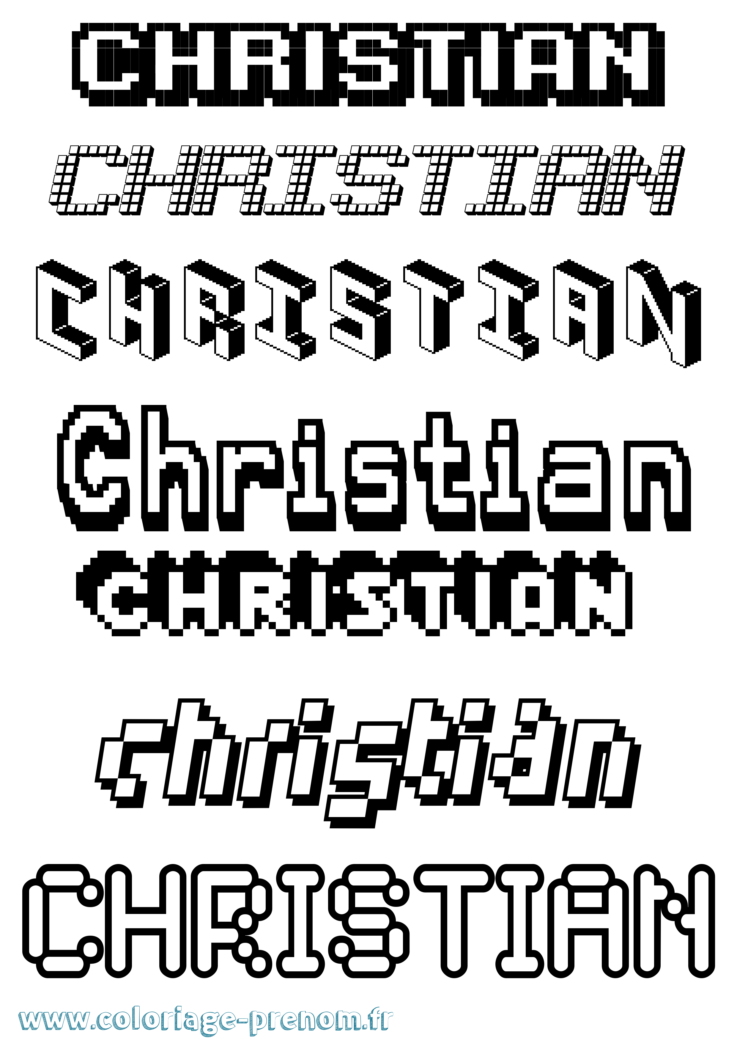 Coloriage prénom Christian Pixel