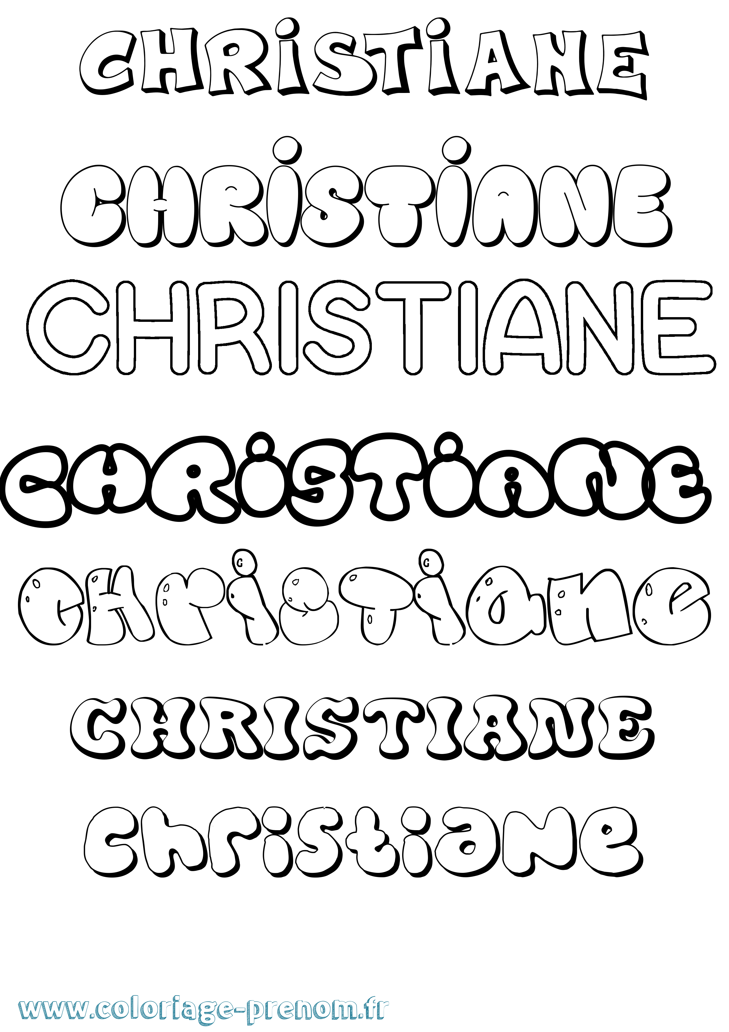 Coloriage prénom Christiane Bubble