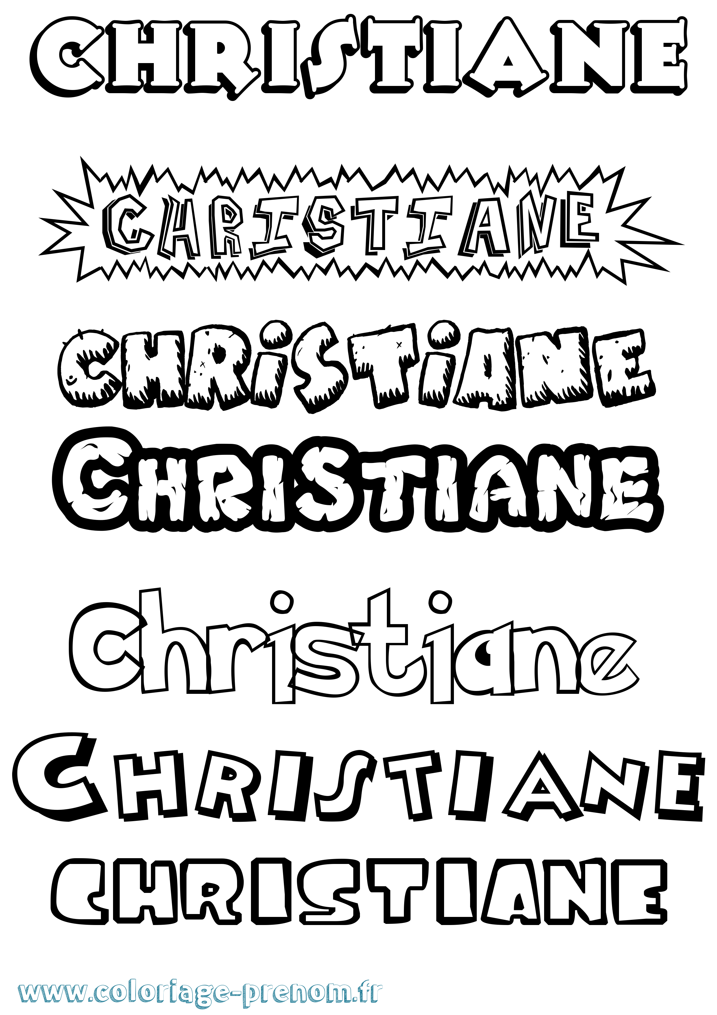 Coloriage prénom Christiane Dessin Animé