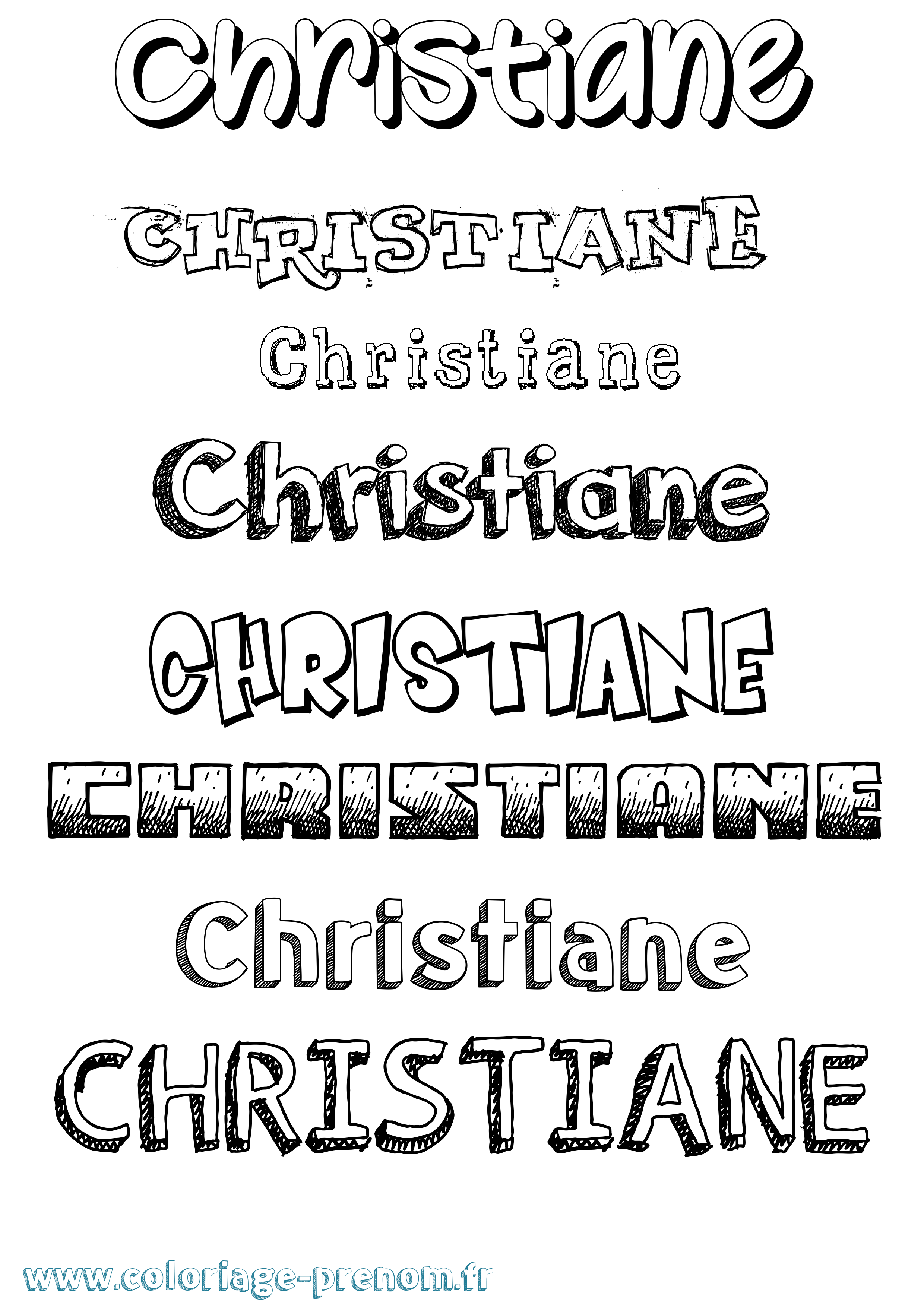 Coloriage prénom Christiane Dessiné