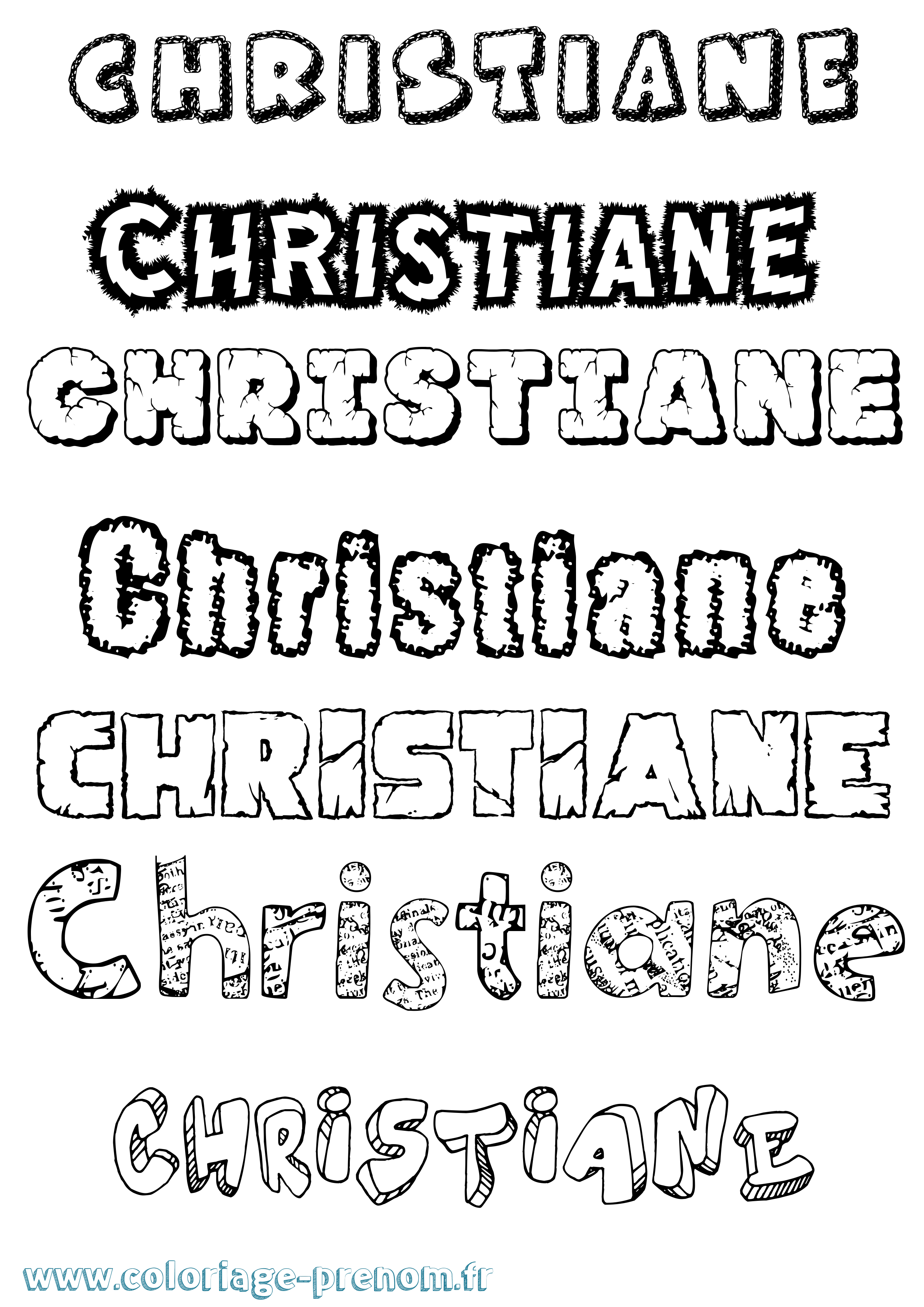 Coloriage prénom Christiane Destructuré