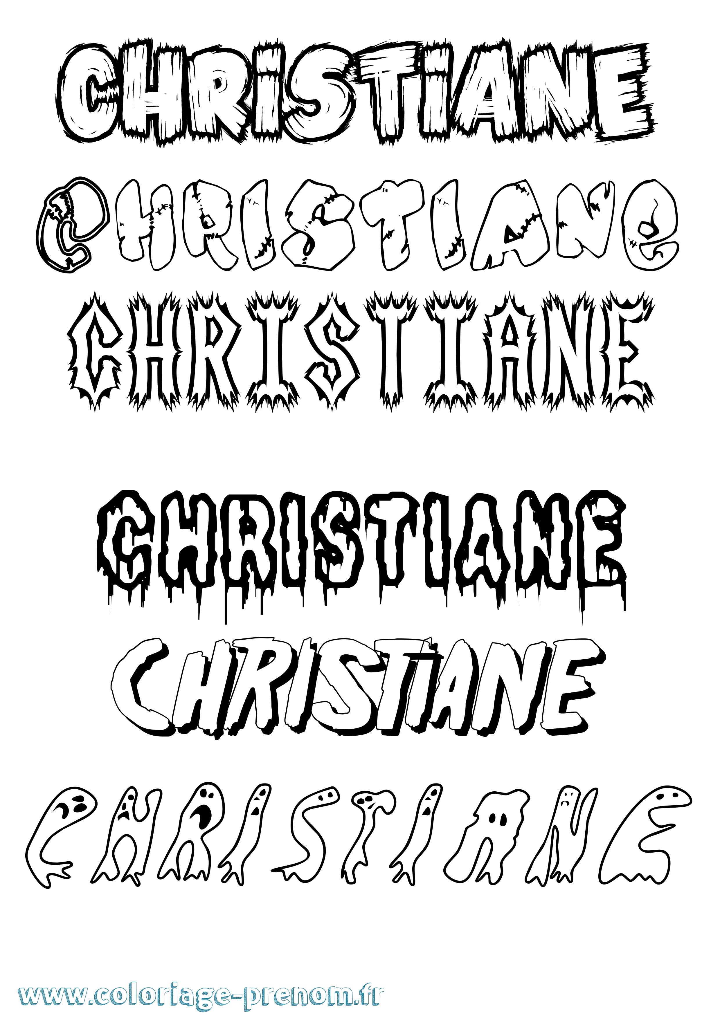 Coloriage prénom Christiane Frisson