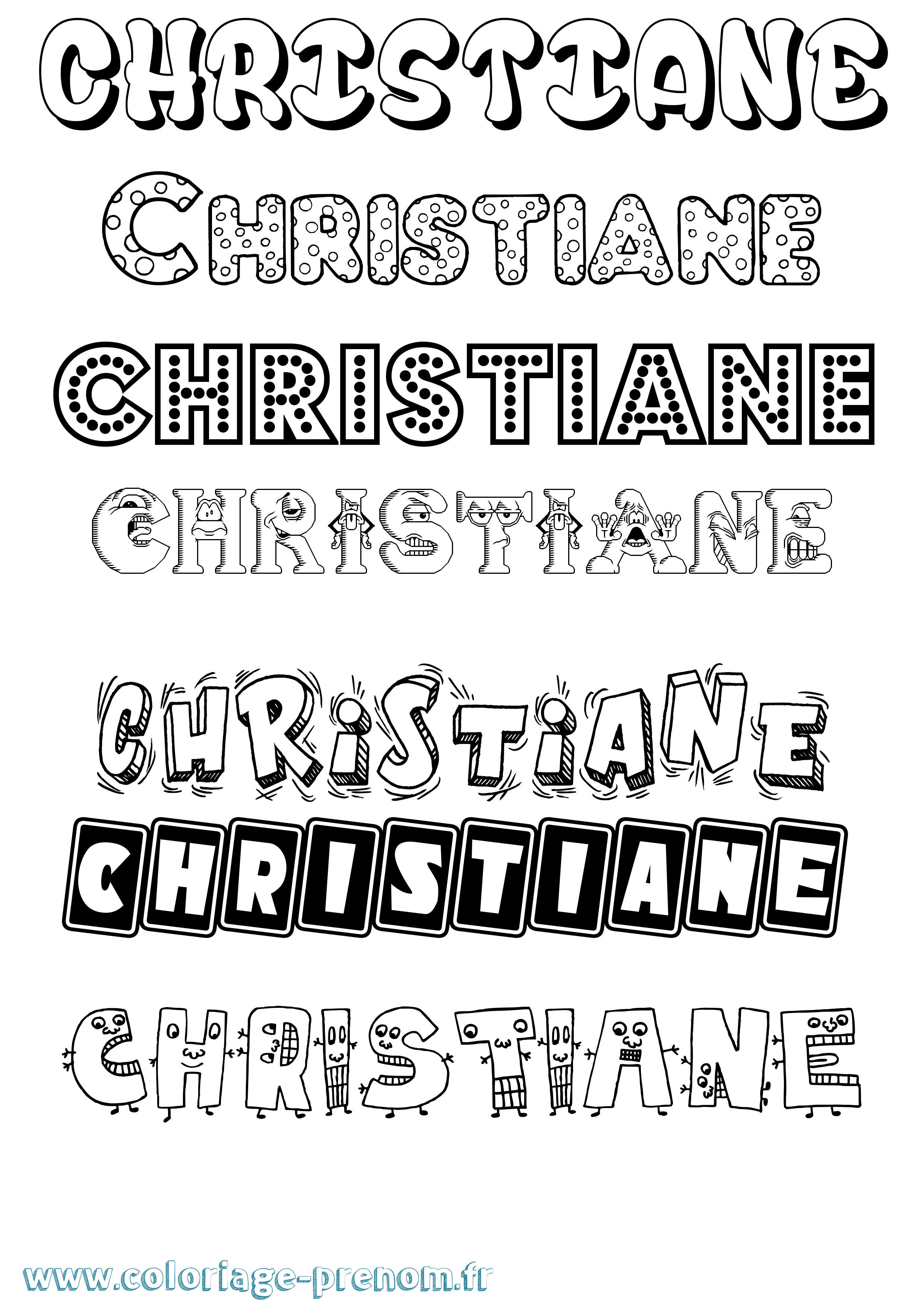 Coloriage prénom Christiane Fun