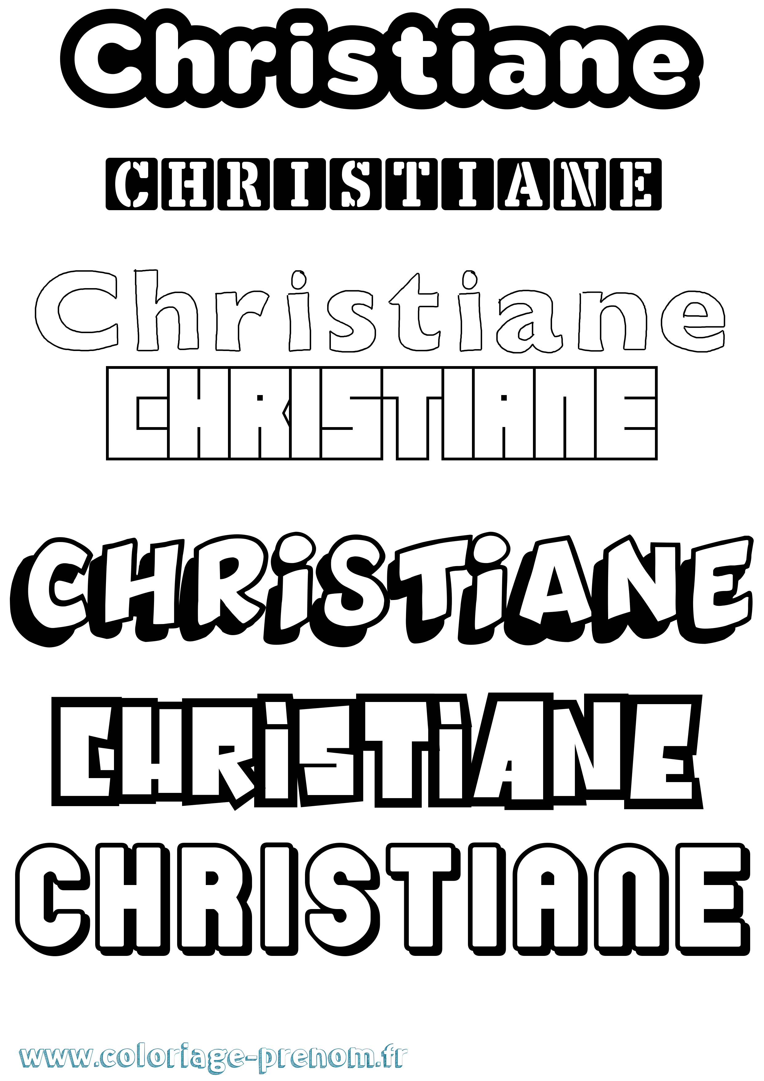 Coloriage prénom Christiane Simple