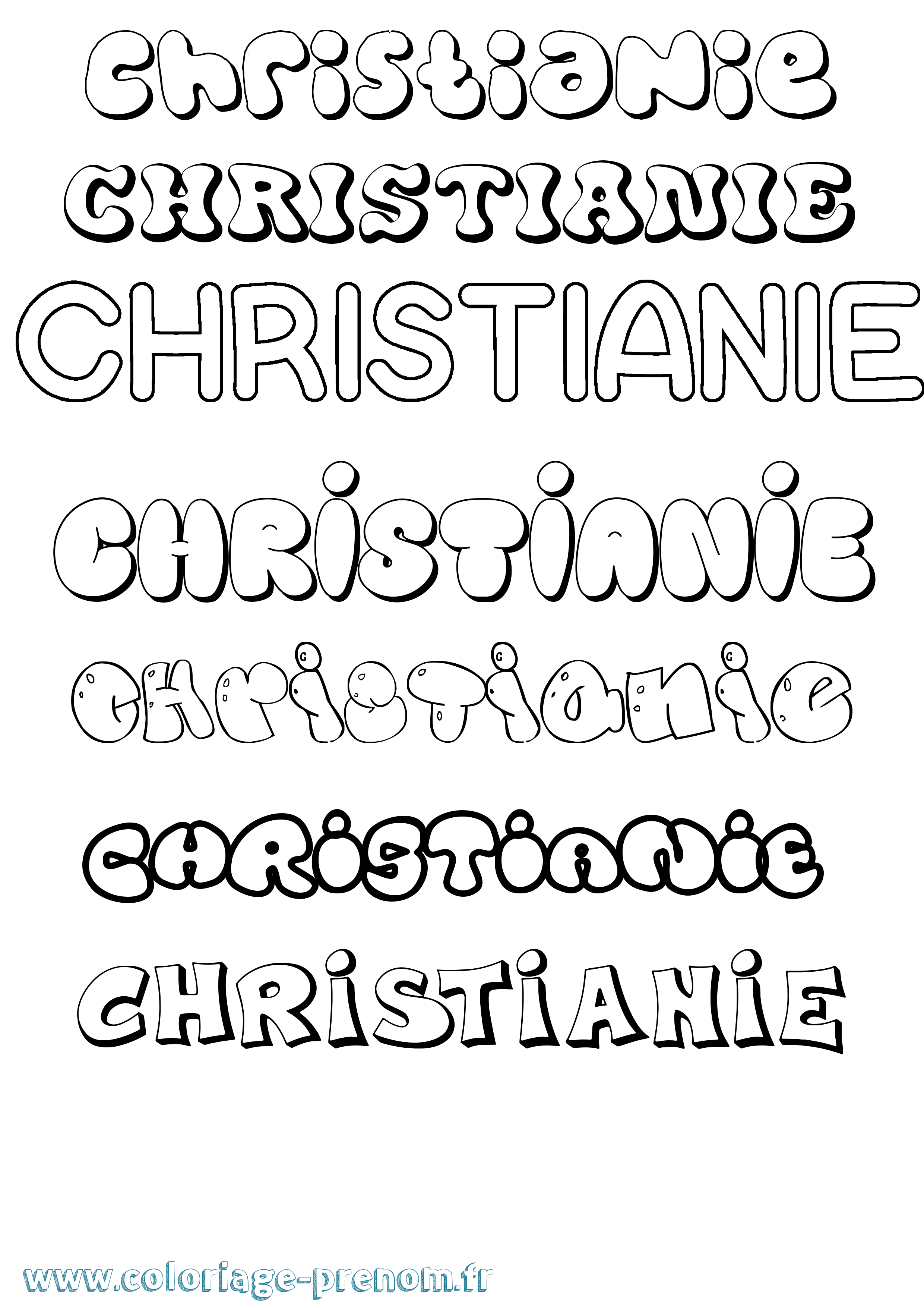 Coloriage prénom Christianie Bubble