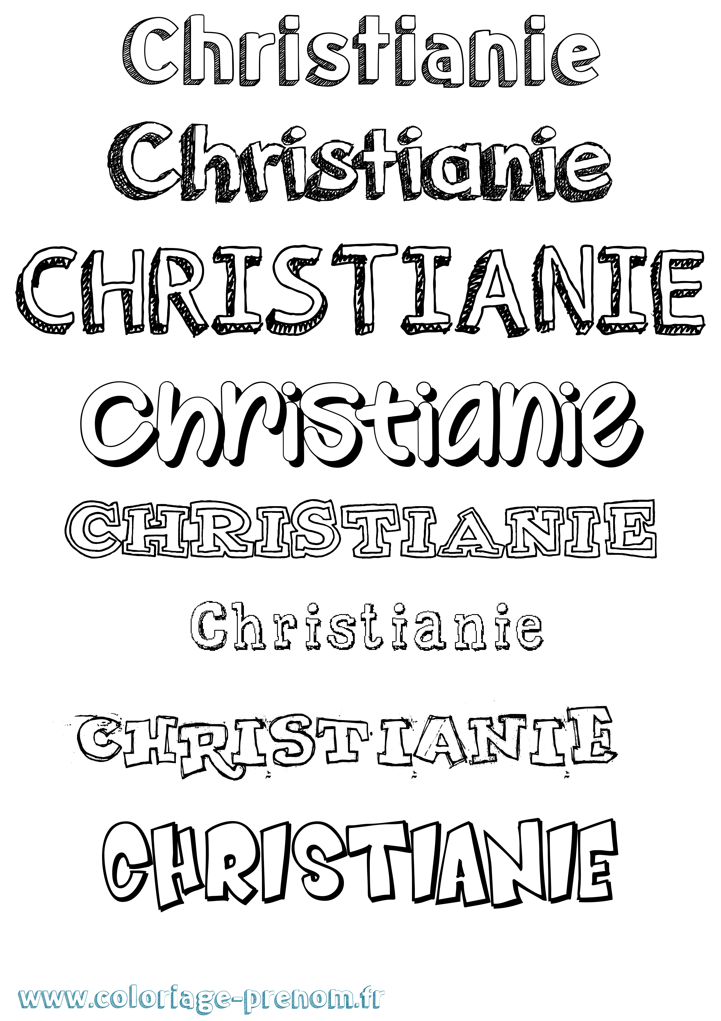 Coloriage prénom Christianie Dessiné