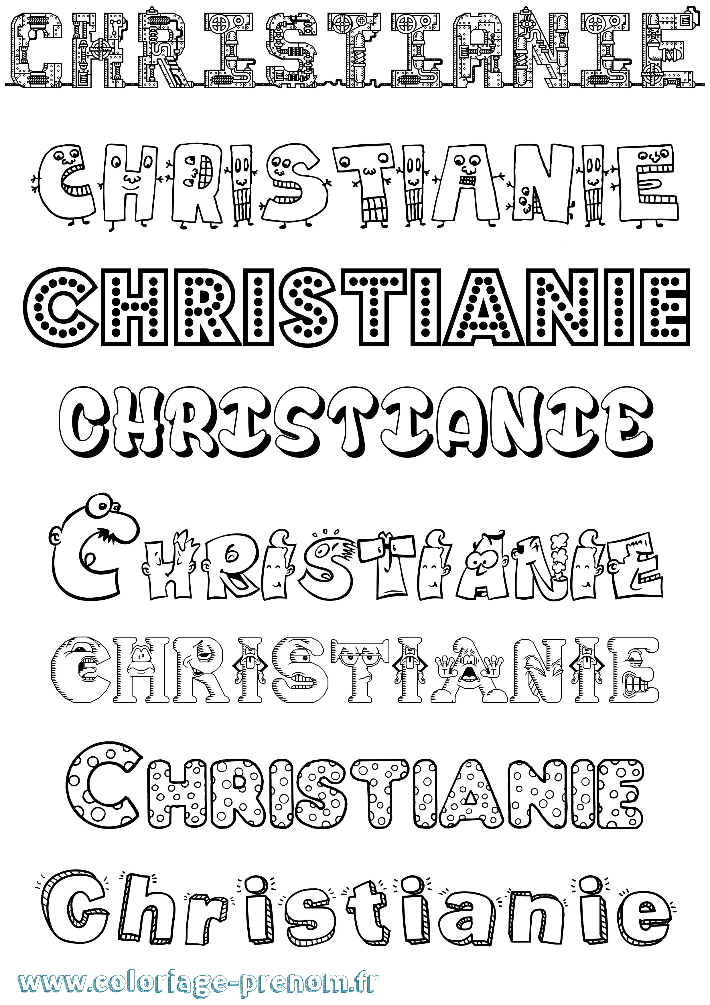 Coloriage prénom Christianie Fun