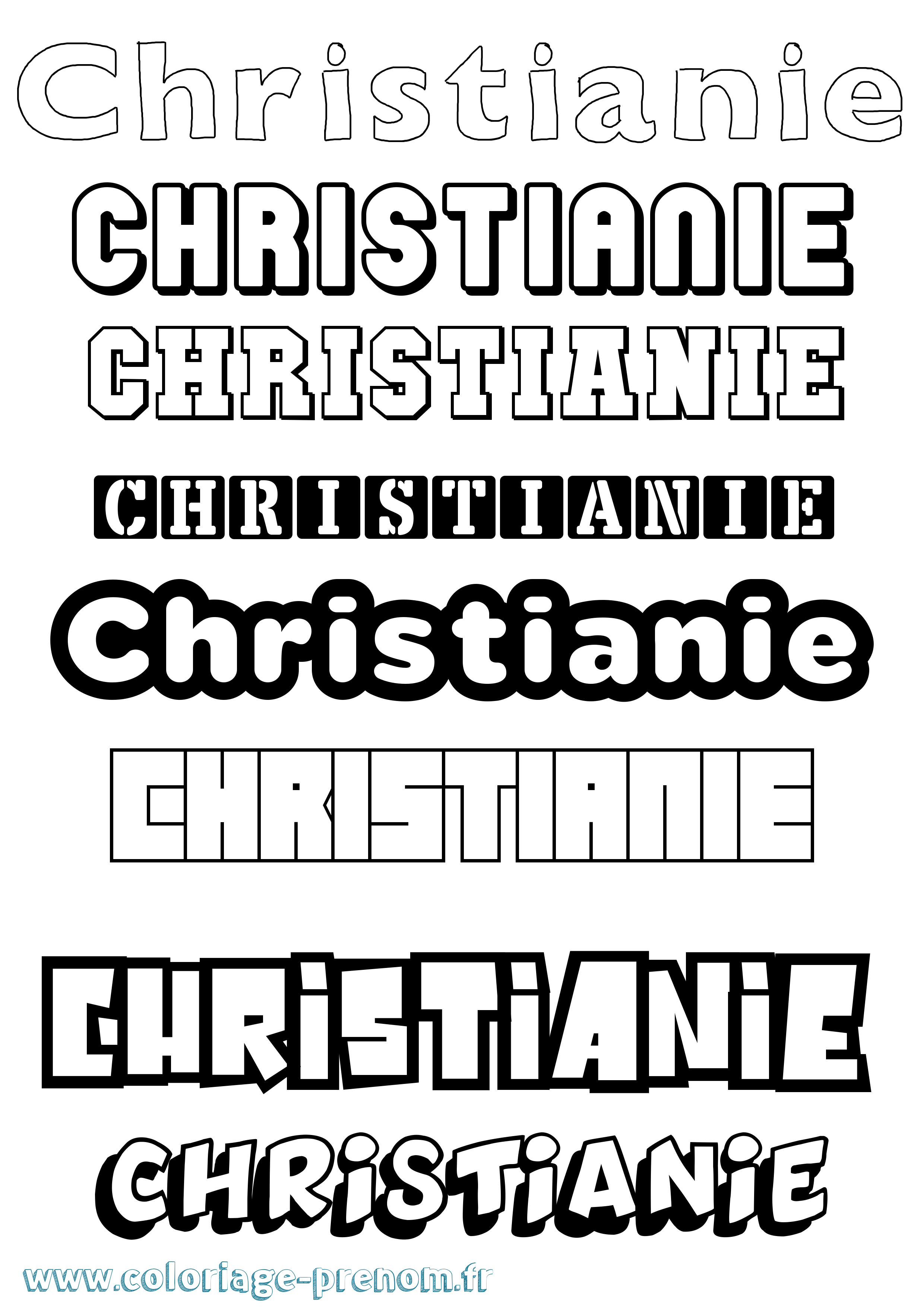 Coloriage prénom Christianie Simple
