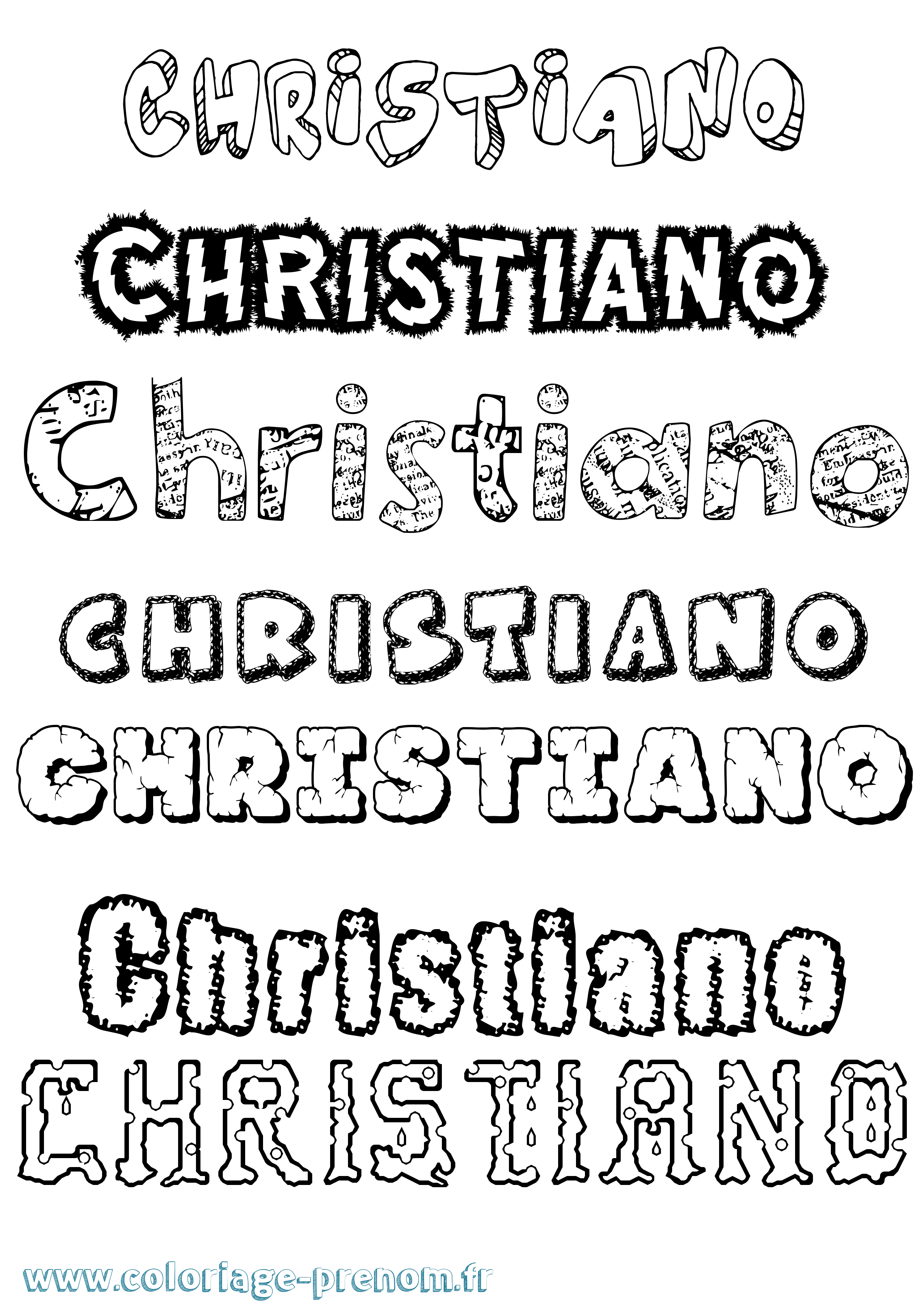 Coloriage prénom Christiano Destructuré