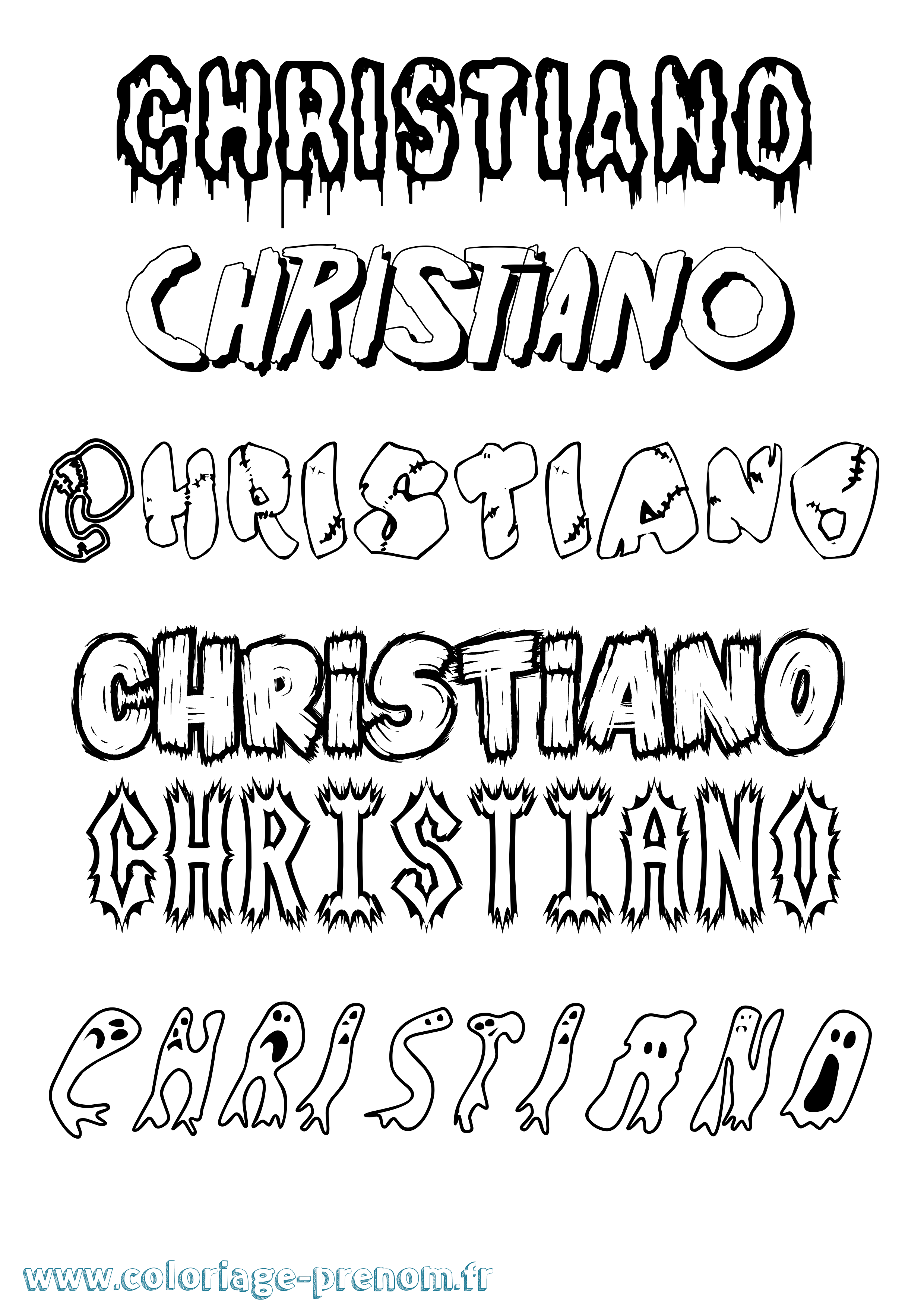 Coloriage prénom Christiano Frisson
