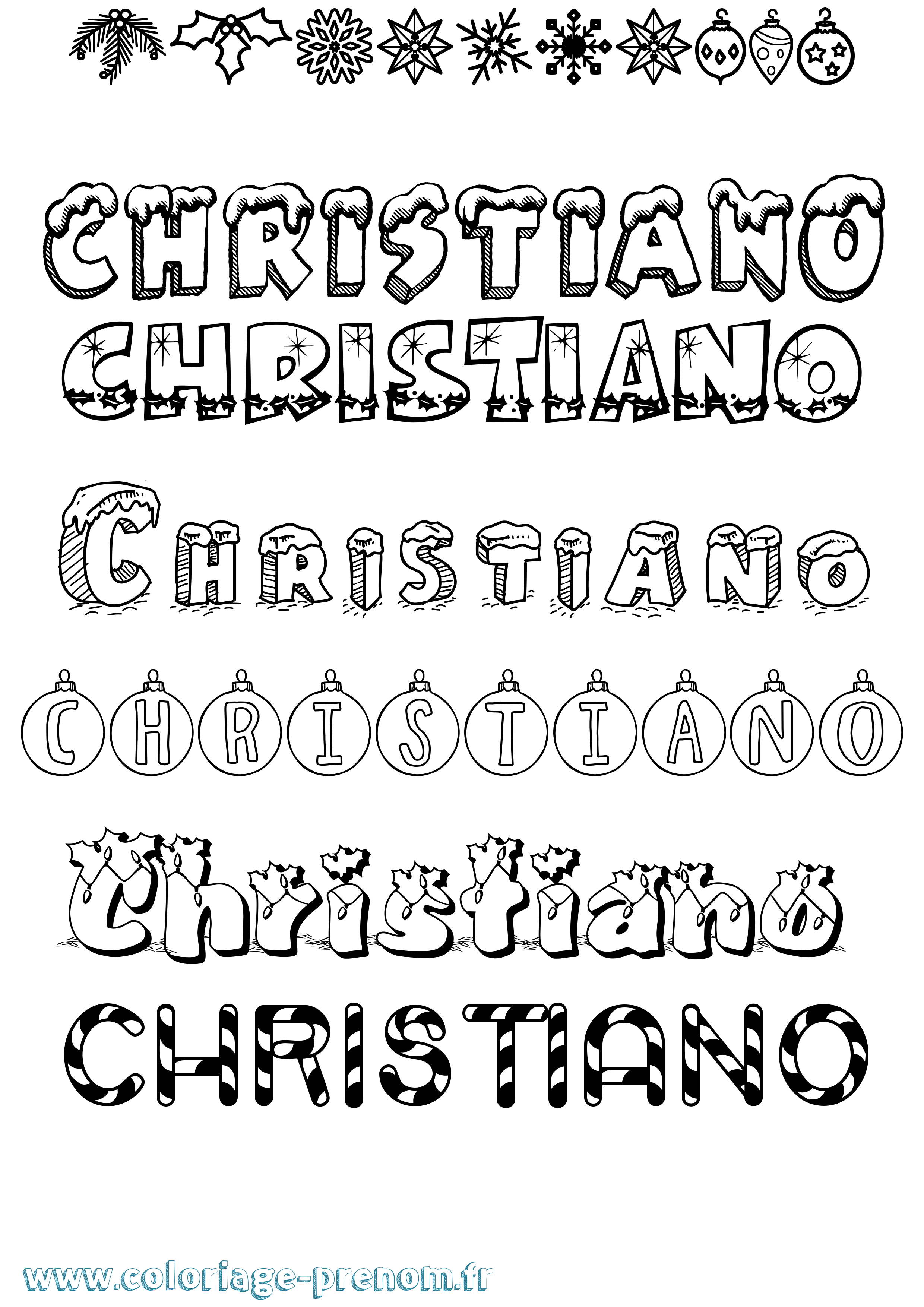 Coloriage prénom Christiano Noël